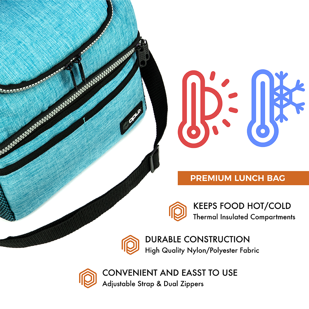 Insulated Lunch Bag For Men Double Deck Soft Cooler Tote Leakproof Lunch Box - Picture 59 of 64