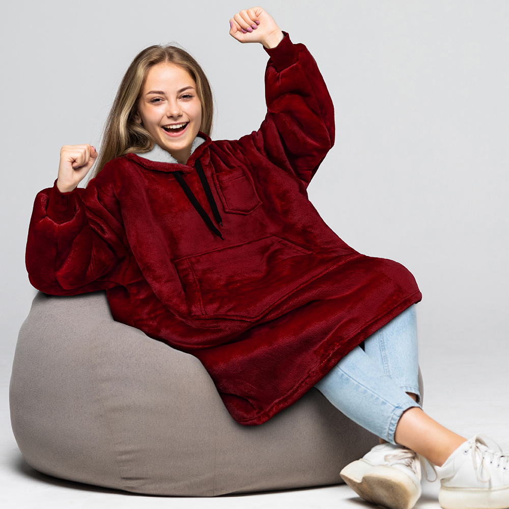 Blanket Sweatshirt Sherpa Lining Comfy Fleece Oversized Hoodie for Kids Teens JR - Picture 70 of 71