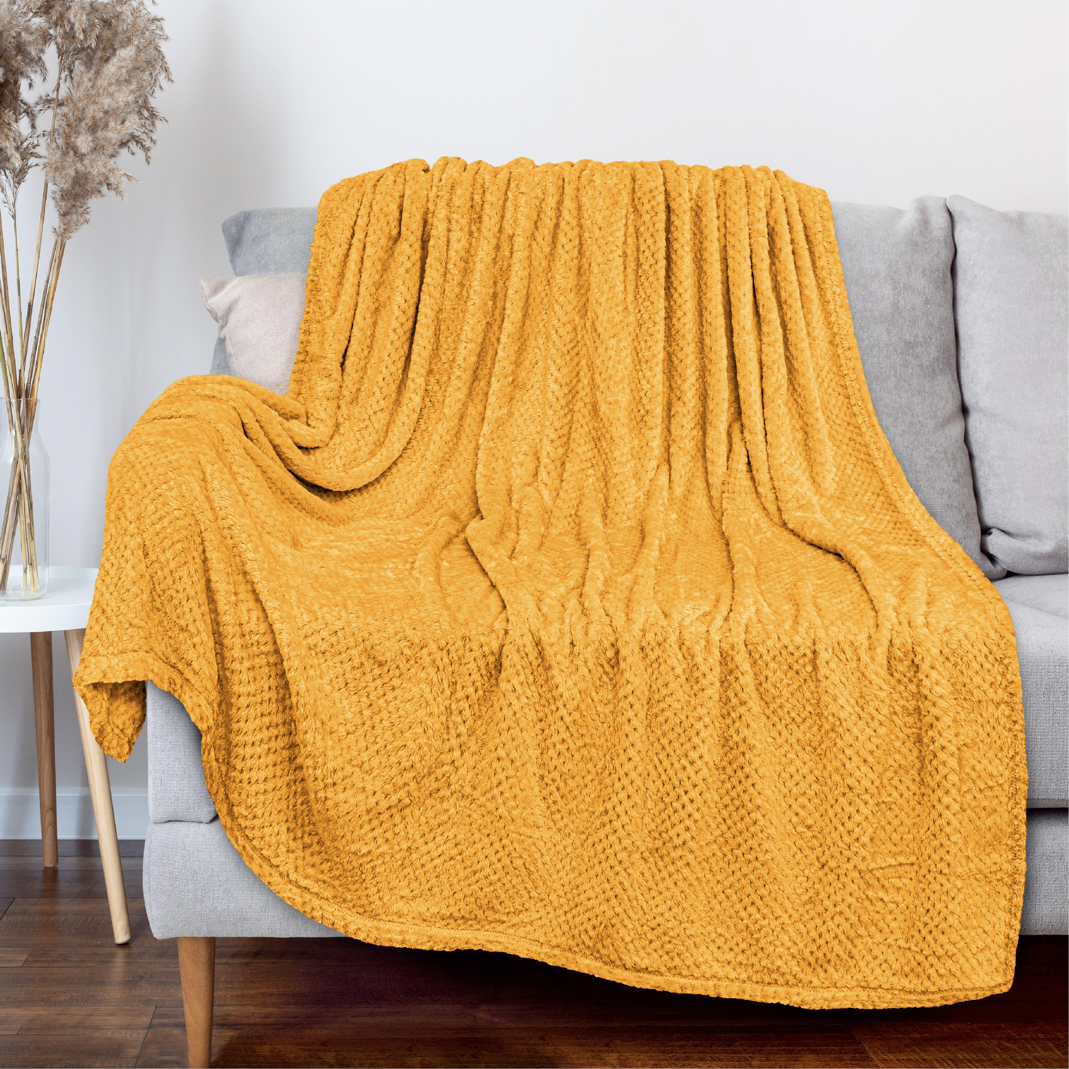 Throw Blanket for Sofa Couch Bed Lightweight Microfiber Polyester Waffle Pattern - Picture 128 of 190