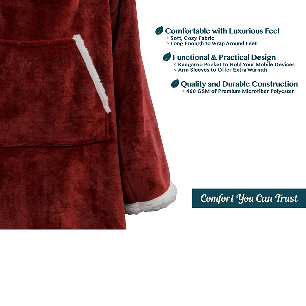 Fleece Wearable TV Blanket with Sleeves Front Pocket Robe Warn Soft Blanket Gift - Picture 162 of 168