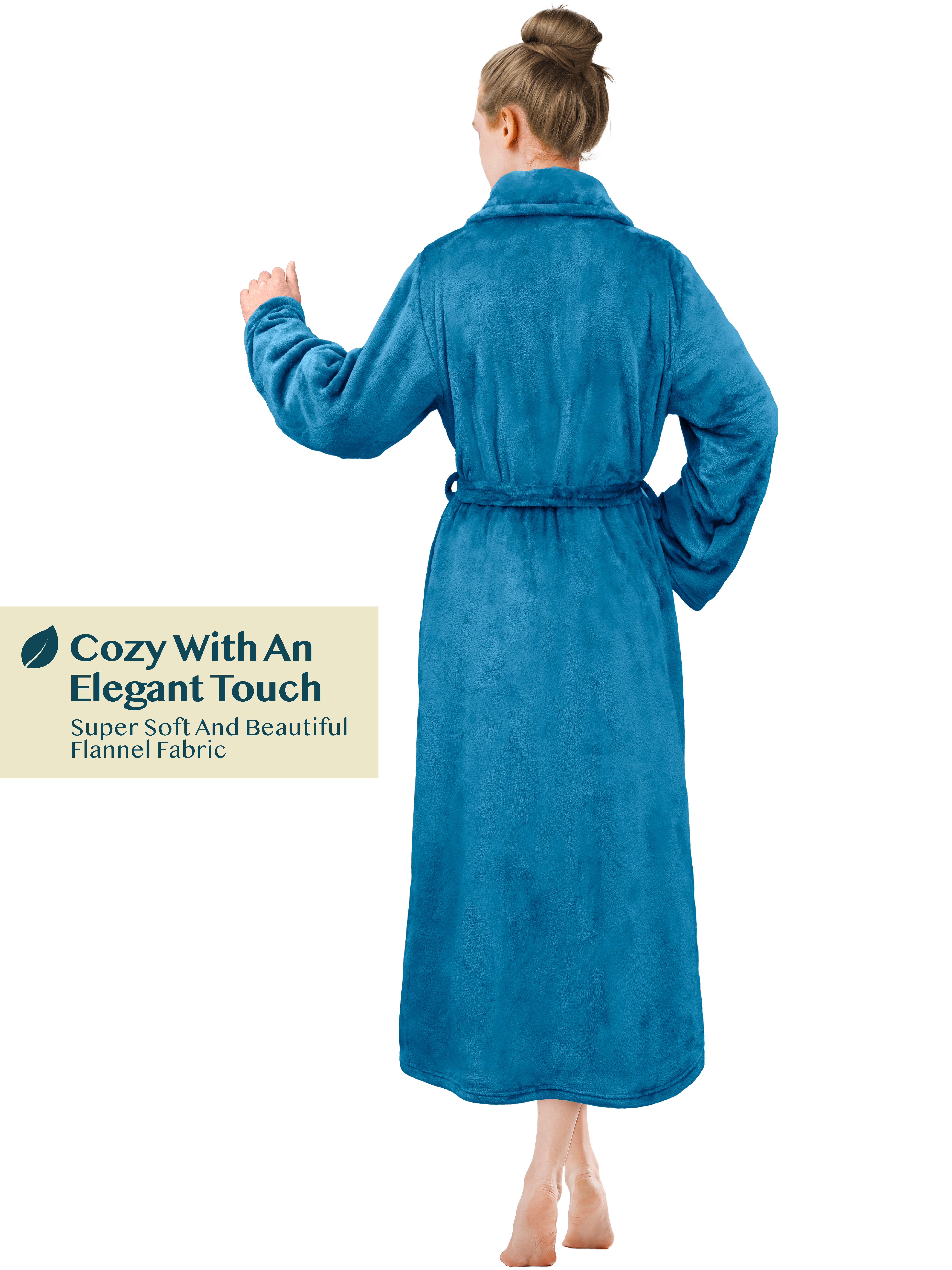 Womens Robe Fleece Bathrobe Long Warm Spa Bath Robe Shower Lightweight Plus Size - Picture 38 of 50