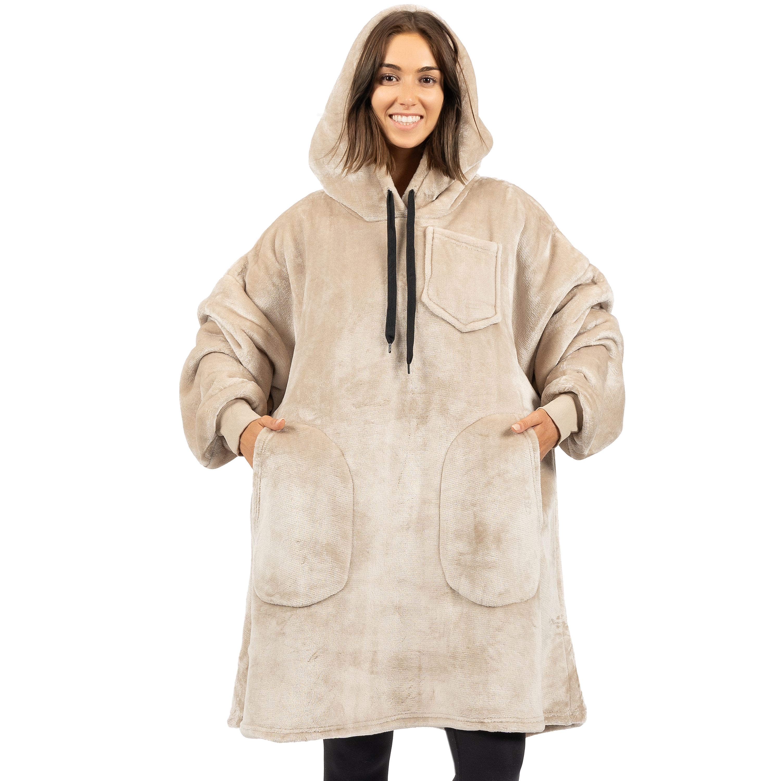 Manta Sudadera Sherpa Forro Felpa Suave Cómoda Vellón Gran Tamaño Sudadera con Capucha Bolsillo - Imagen 92 de 118