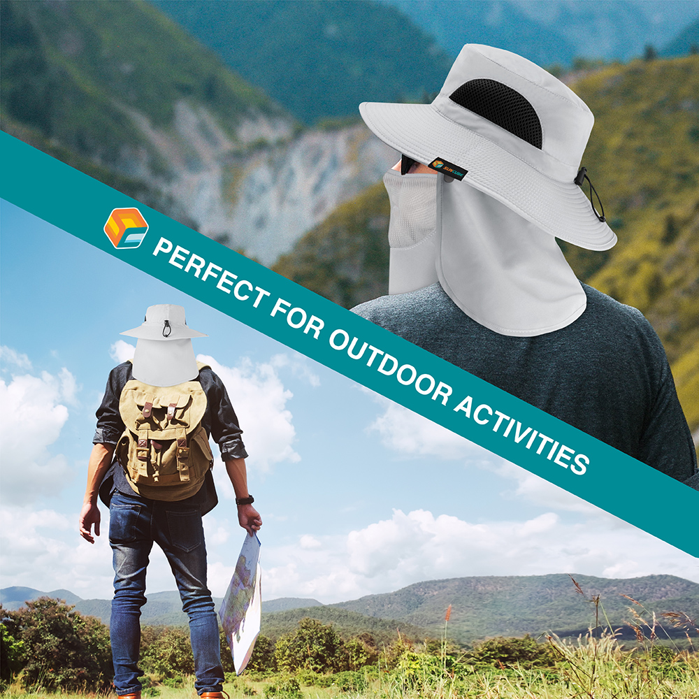 Boonie Sun Hat With Neck Flap UPF Face Cover Shade for Outdoors Fishing Hiking - Picture 35 of 43