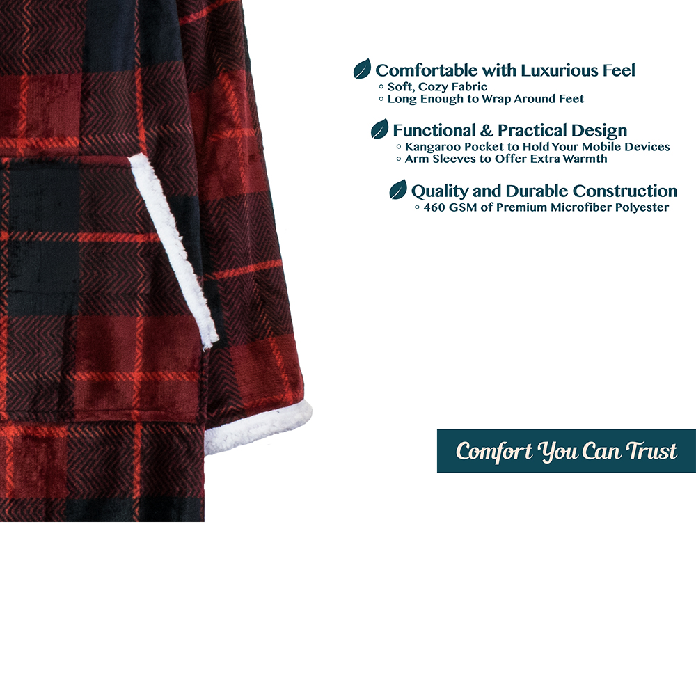 Fleece Wearable TV Blanket with Sleeves Front Pocket Robe Warn Soft Blanket Gift - Picture 142 of 168