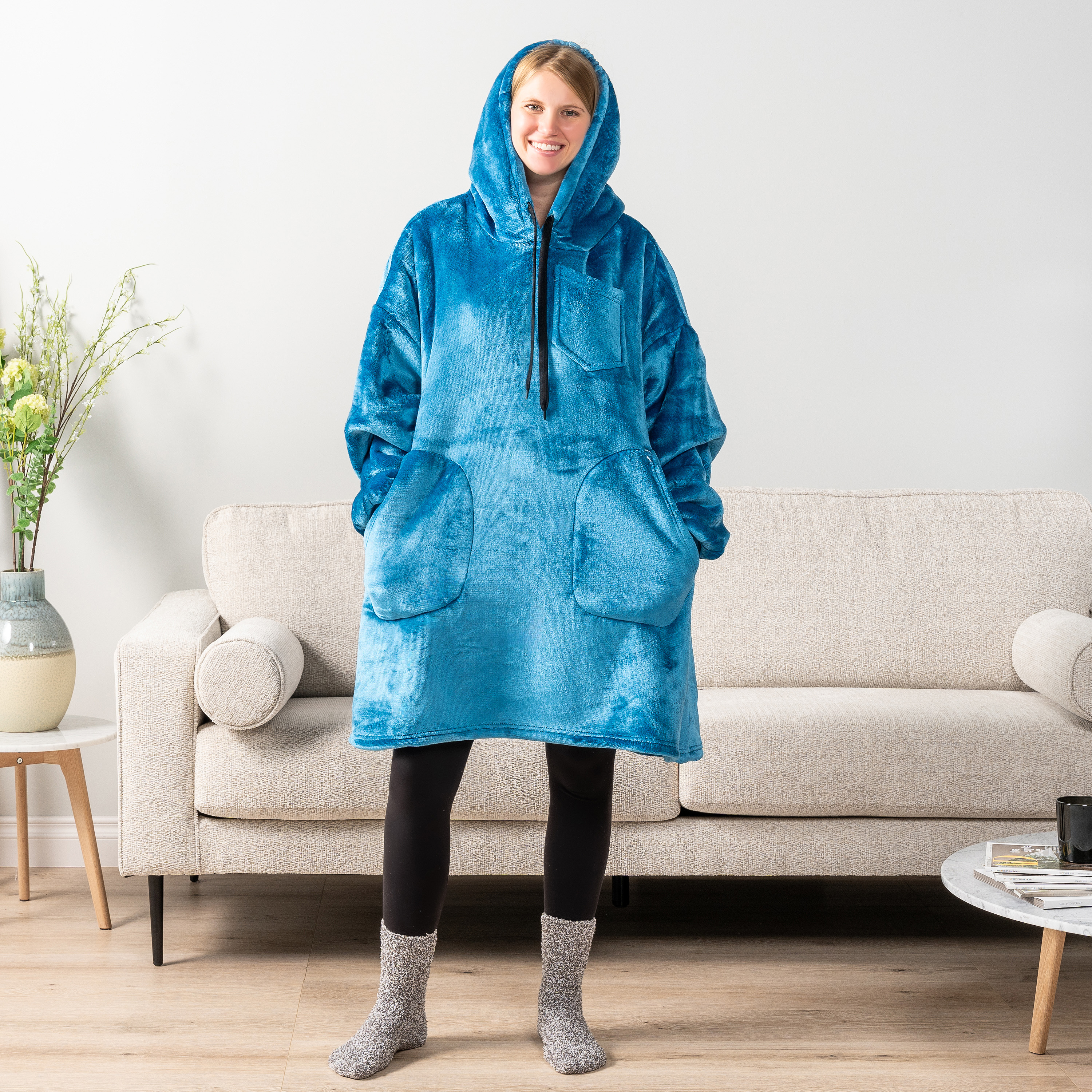 Manta Sudadera Sherpa Forro Felpa Suave Cómoda Vellón Gran Tamaño Sudadera con Capucha Bolsillo - Imagen 106 de 118