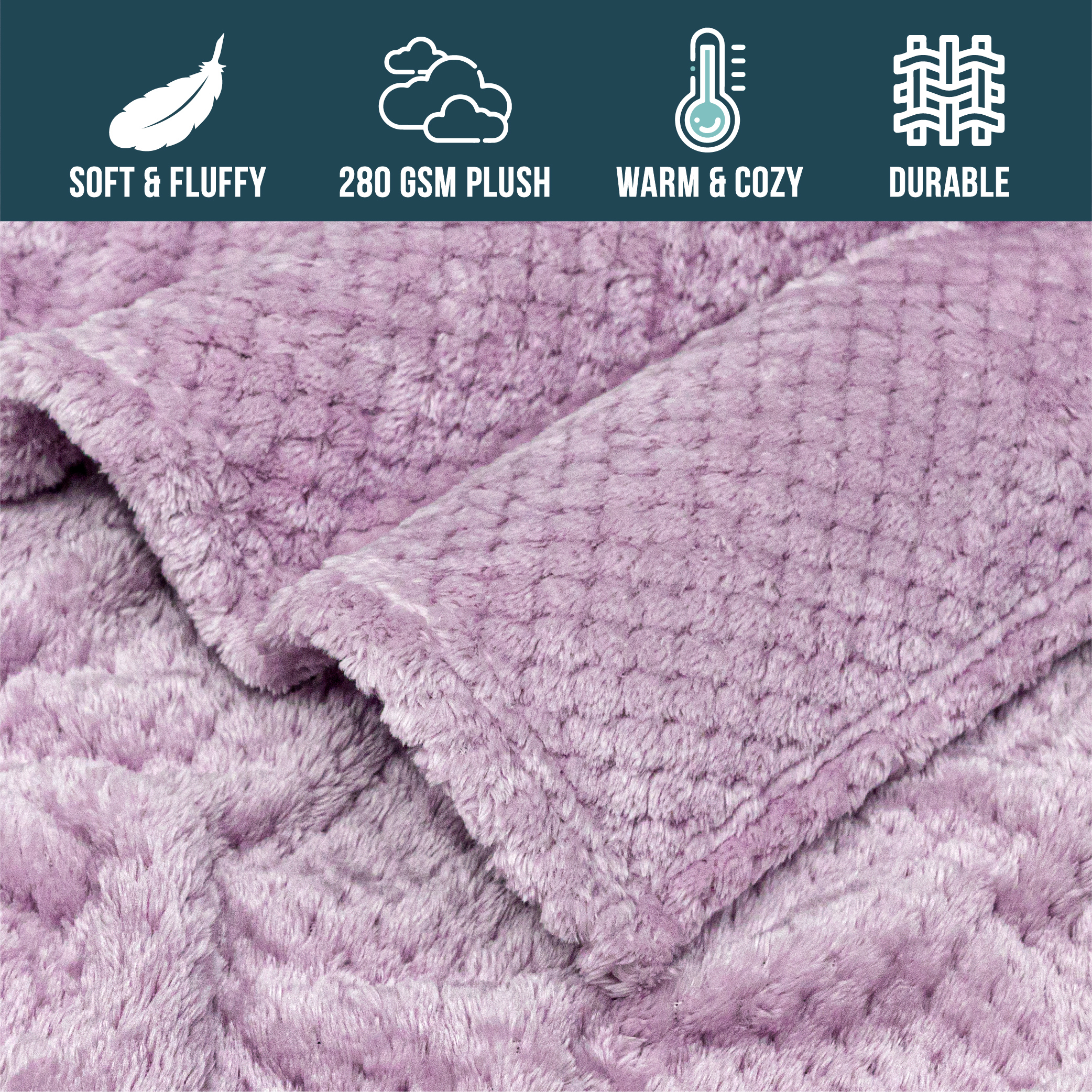Throw Blanket for Sofa Couch Bed Lightweight Microfiber Polyester Waffle Pattern - Picture 84 of 190