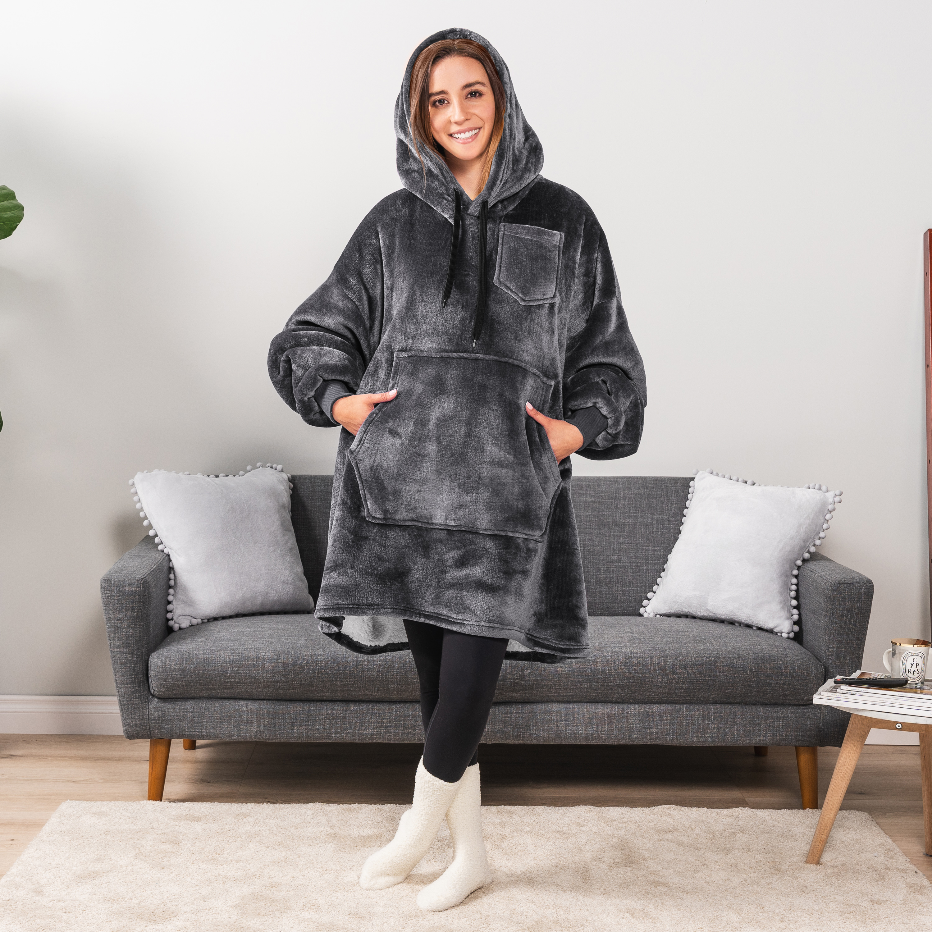 Blanket Sweatshirt Sherpa Plush Soft Comfy Fleece Oversized Hoodie Pocket Gift - Picture 51 of 117