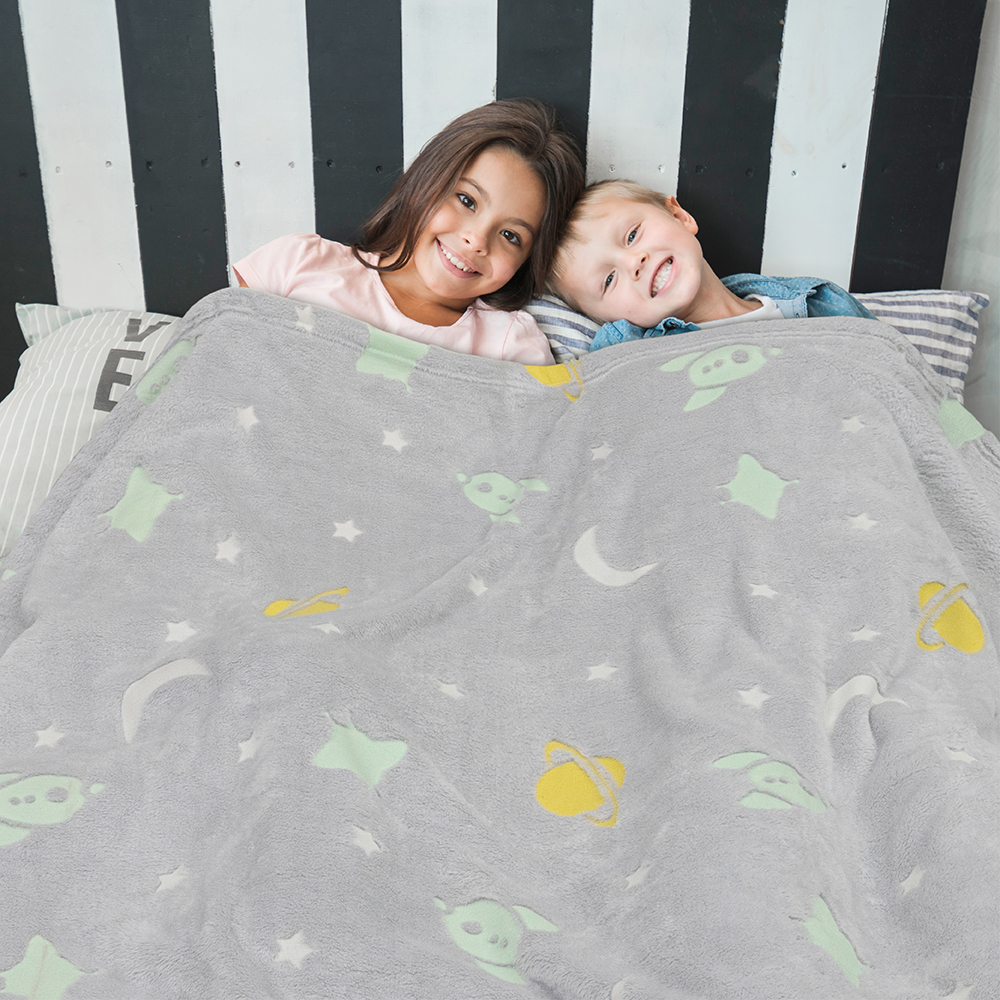 Glow in The Dark Throw Blanket for Kids Boys Girls Unicorn Dinosaur Space Stars - Picture 46 of 57
