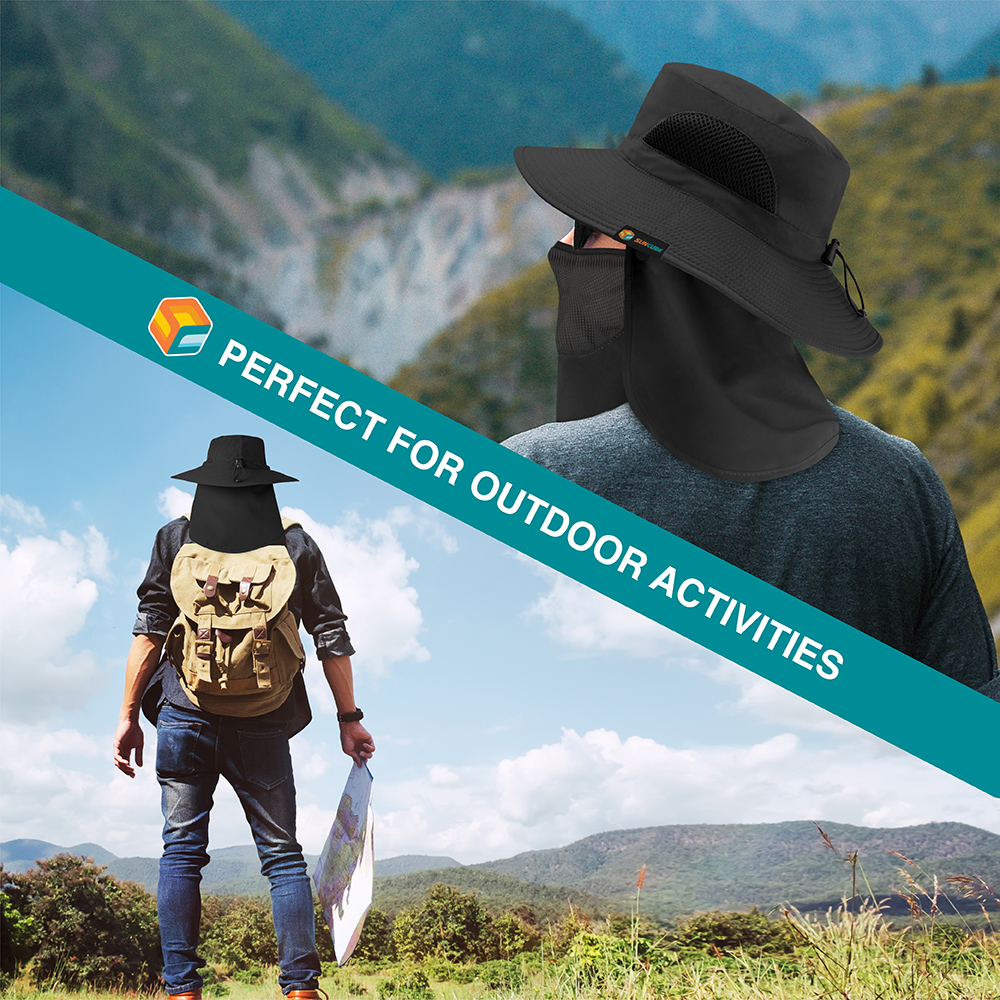 Boonie Sun Hat With Neck Flap UPF Face Cover Shade for Outdoors Fishing Hiking - Picture 7 of 43