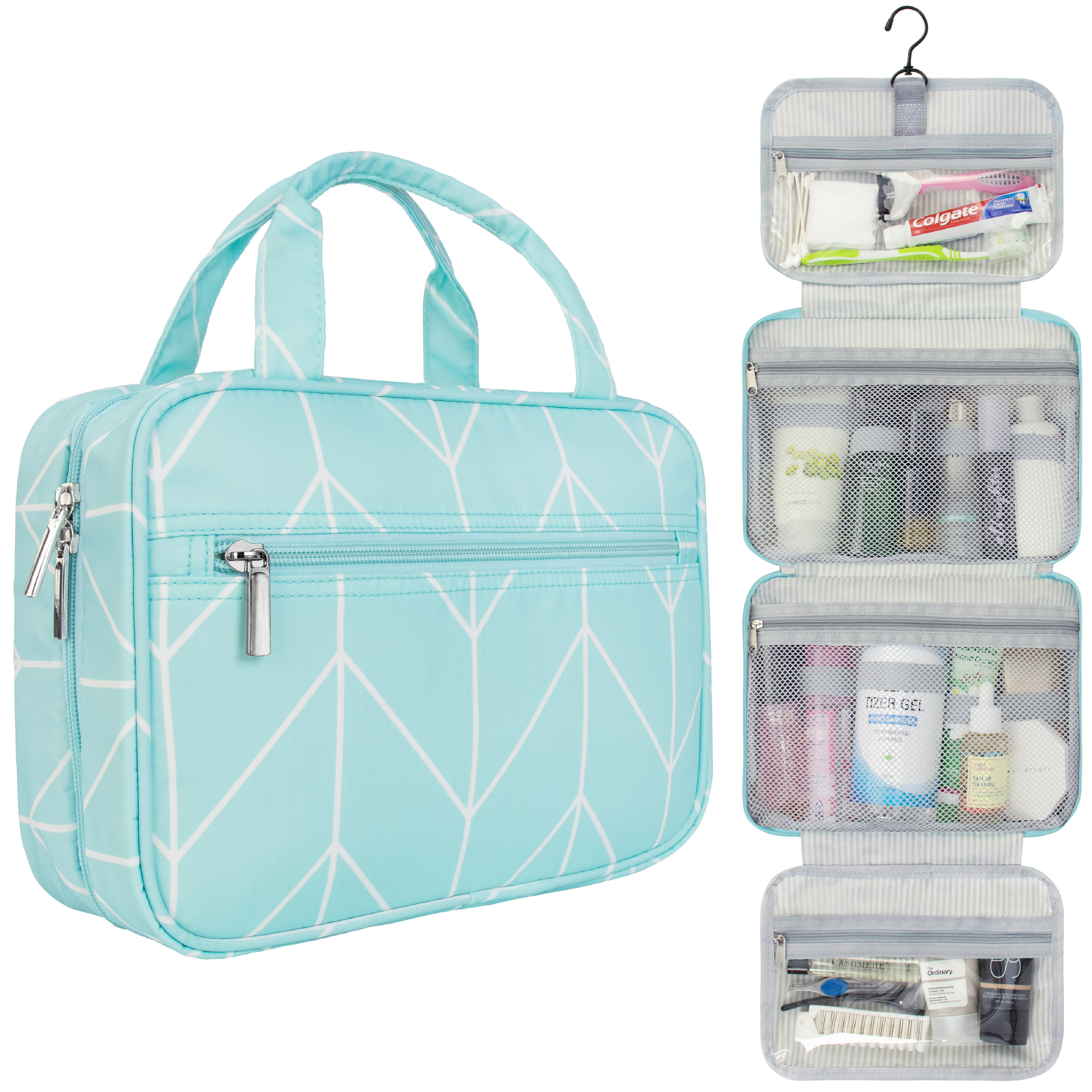 Damen Reise Kulturbeutel Reißverschluss faltbar hängend Make-up Organizer Tasche Etui Tragetasche - Bild 16 von 64