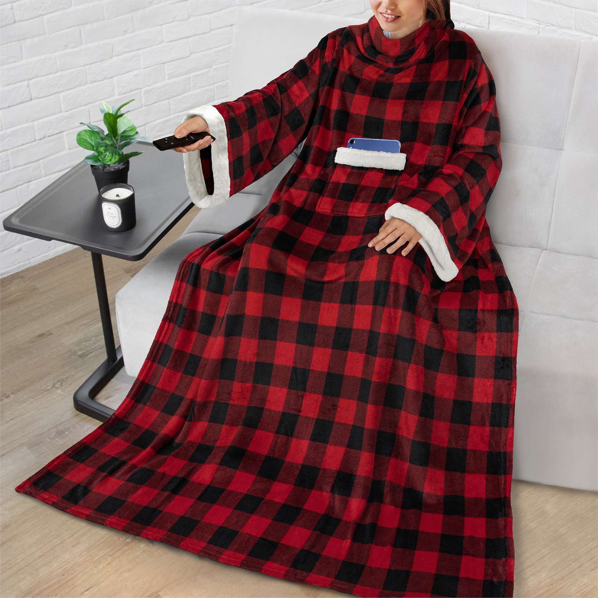 Manta Usable con Mangas Bolsillo Vellón Cálida TV Salón Manta Regalo Adultos - Imagen 20 de 117