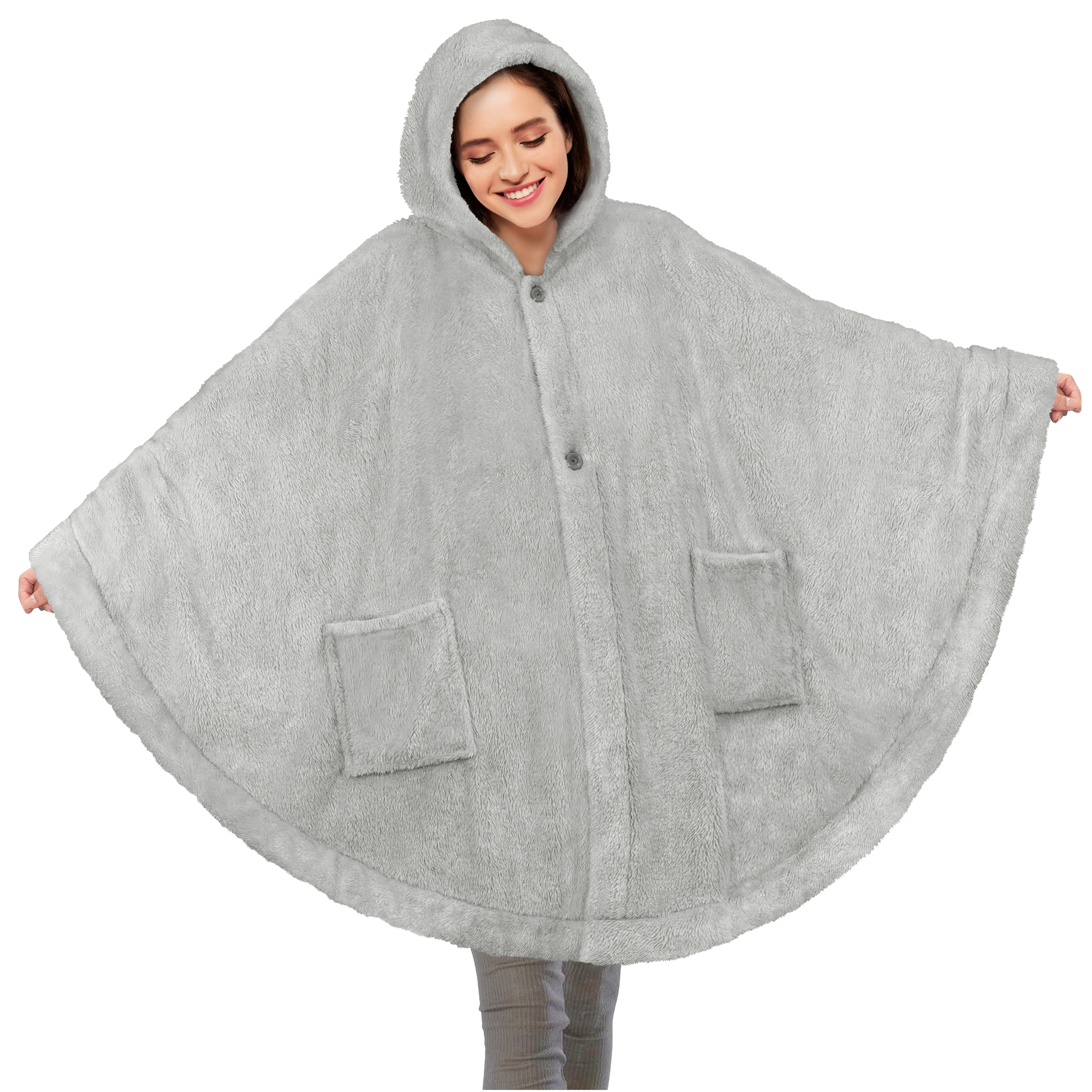 instinkt Sindssyge stadig Poncho Wearable Hooded Blanket Wrap Cape With Hood Pocket Angle Wrap Soft  Sherpa | eBay