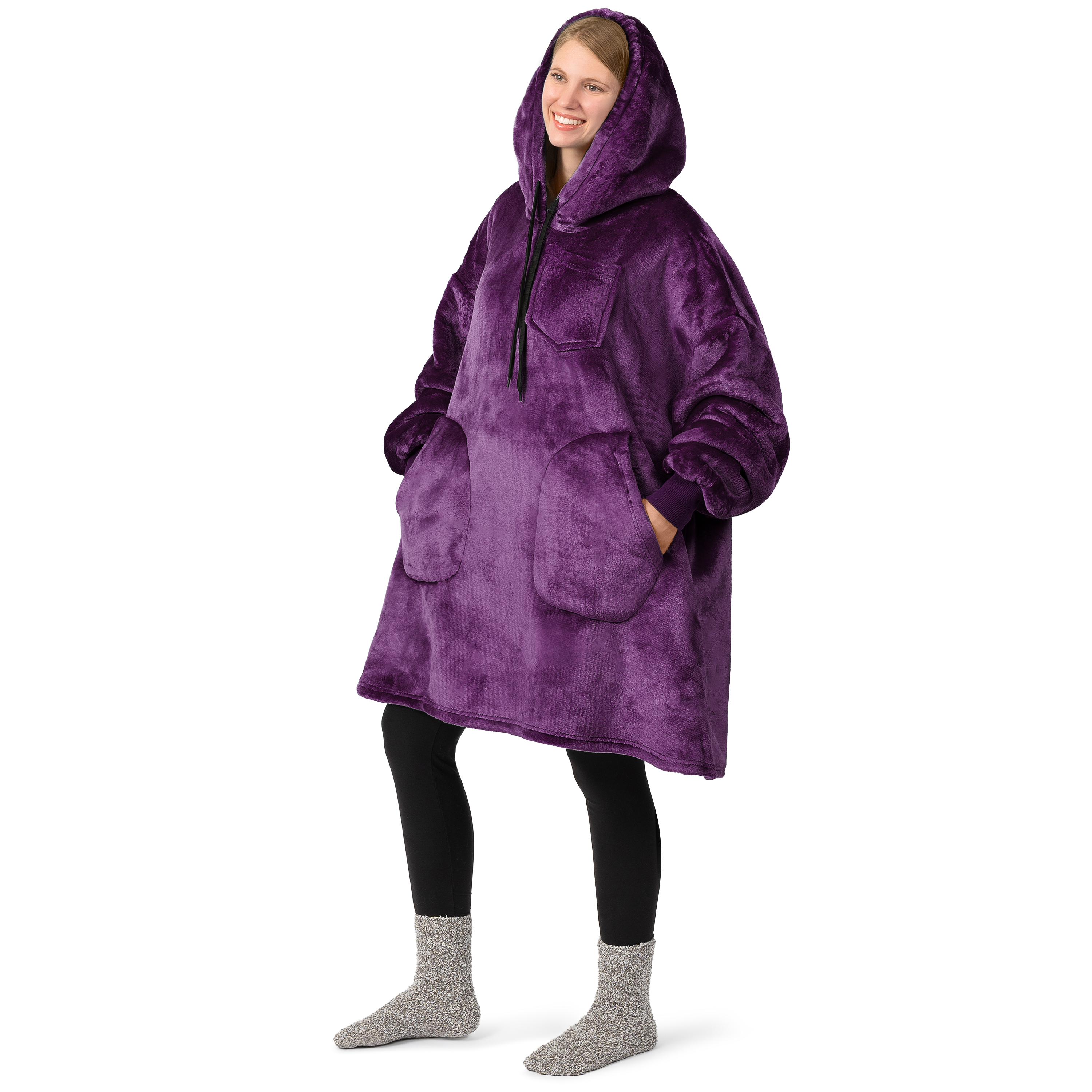 Manta Sudadera Sherpa Forro Felpa Suave Cómoda Vellón Gran Tamaño Sudadera con Capucha Bolsillo - Imagen 84 de 118