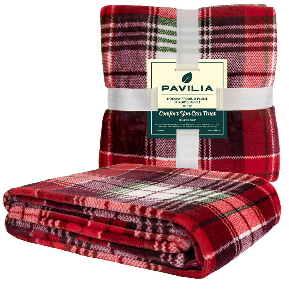 Tartan Plaid Checker Christmas Holiday Throw Blanket Soft Fleece for Sofa Couch 