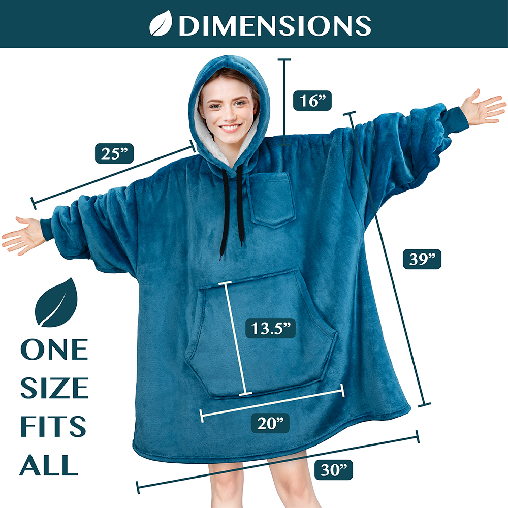 Blanket Sweatshirt Sherpa Plush Soft Comfy Fleece Oversized Hoodie Pocket Gift - Picture 106 of 117