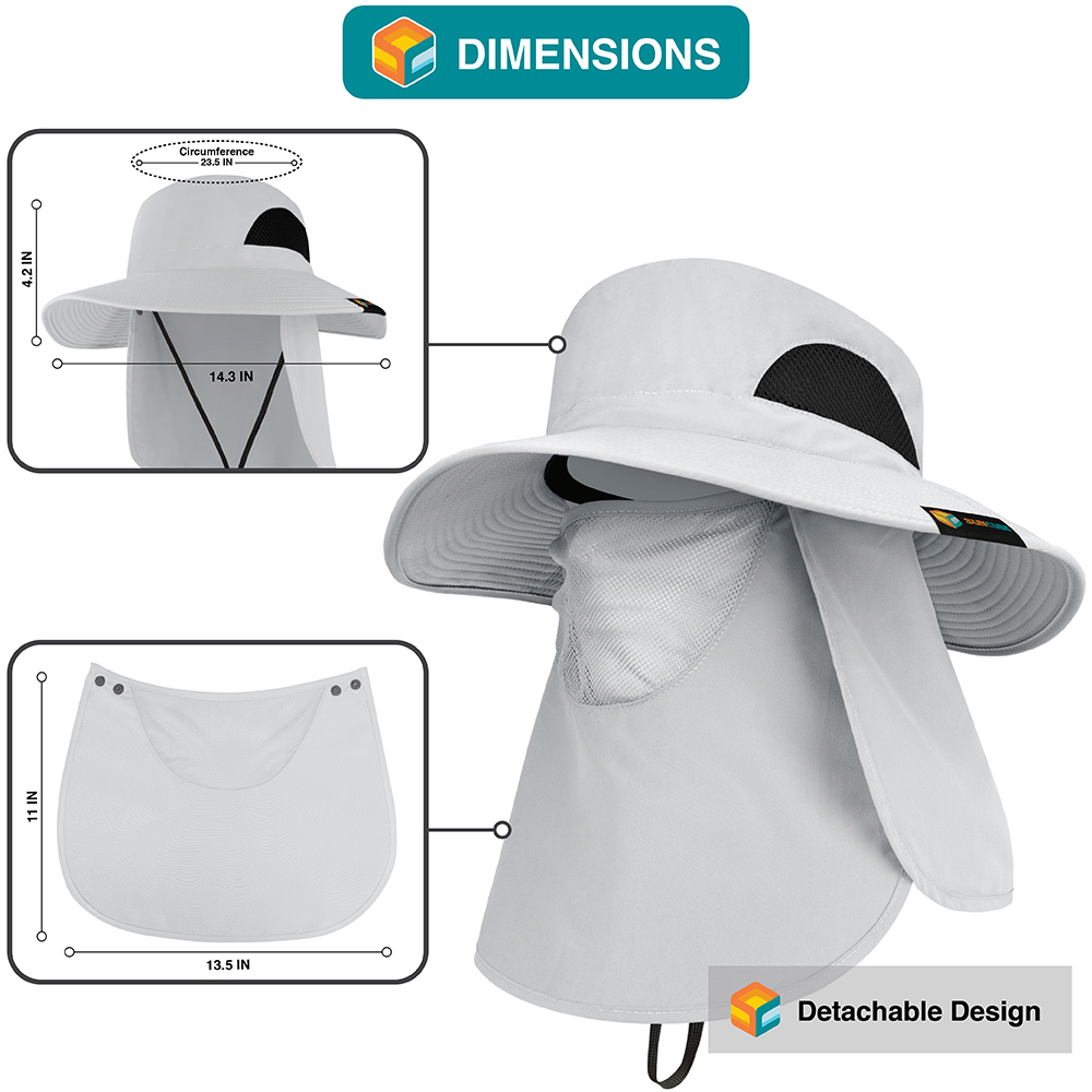 Boonie Sun Hat With Neck Flap UPF Face Cover Shade for Outdoors Fishing Hiking - Picture 32 of 43