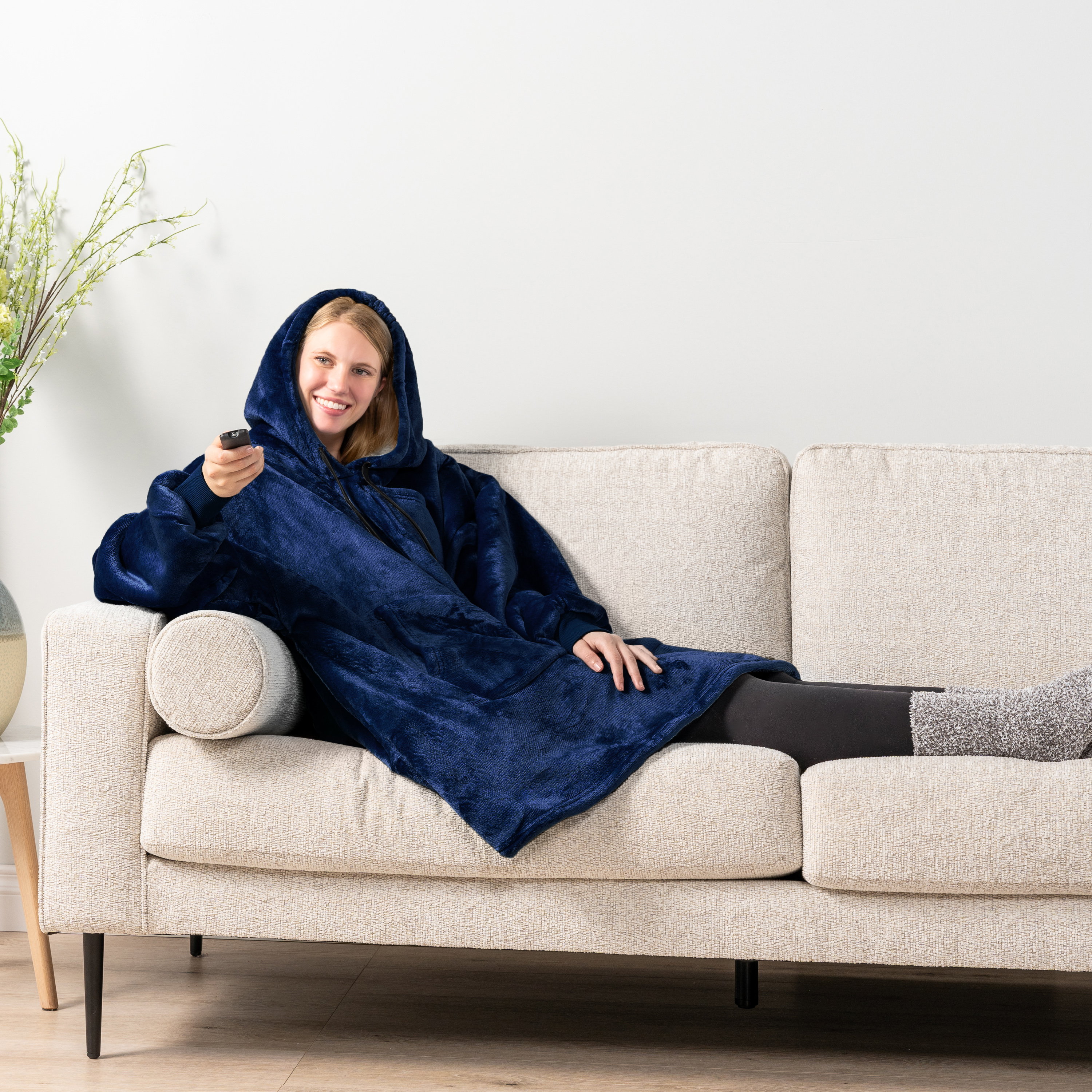 Manta Sudadera Sherpa Forro Felpa Suave Cómoda Vellón Gran Tamaño Sudadera con Capucha Bolsillo - Imagen 61 de 118