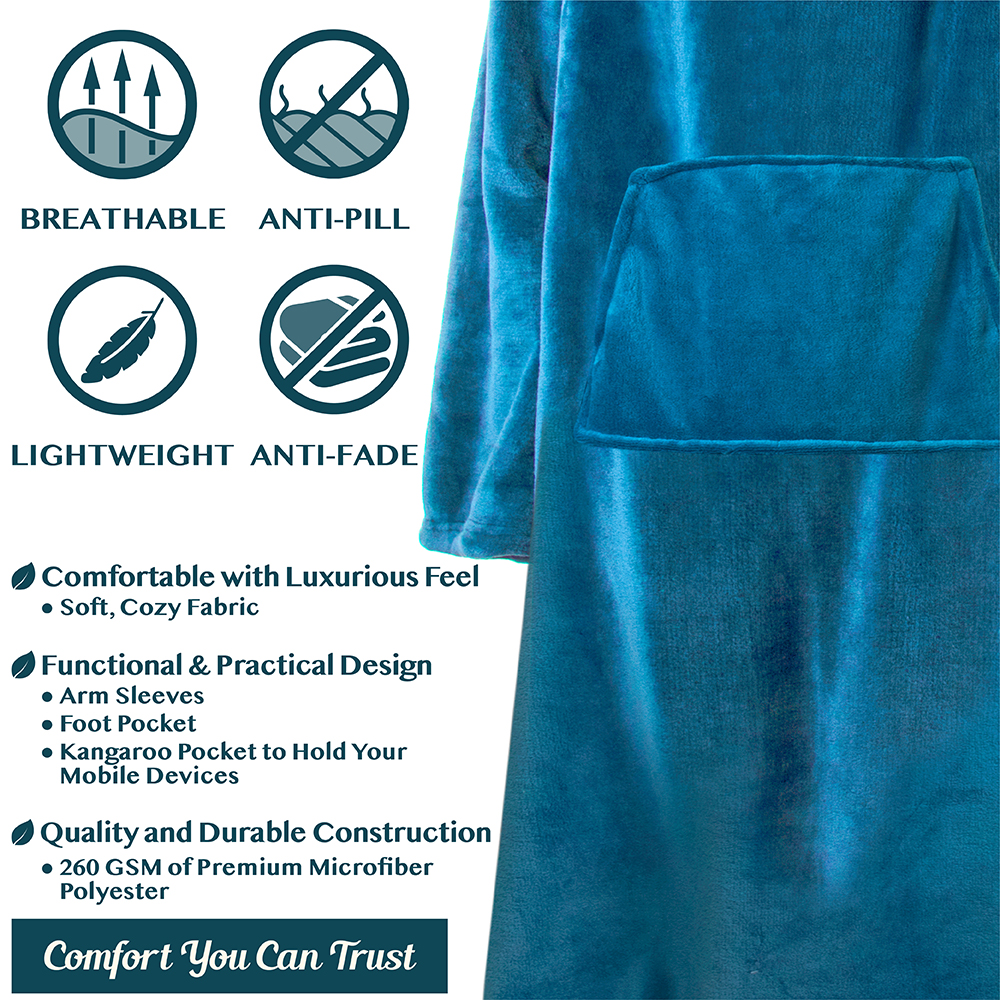 Tragbare Decke mit Fußtasche Ärmel Weich Fleece Wickel Sofa Couch TV Geschenke - Bild 141 von 192