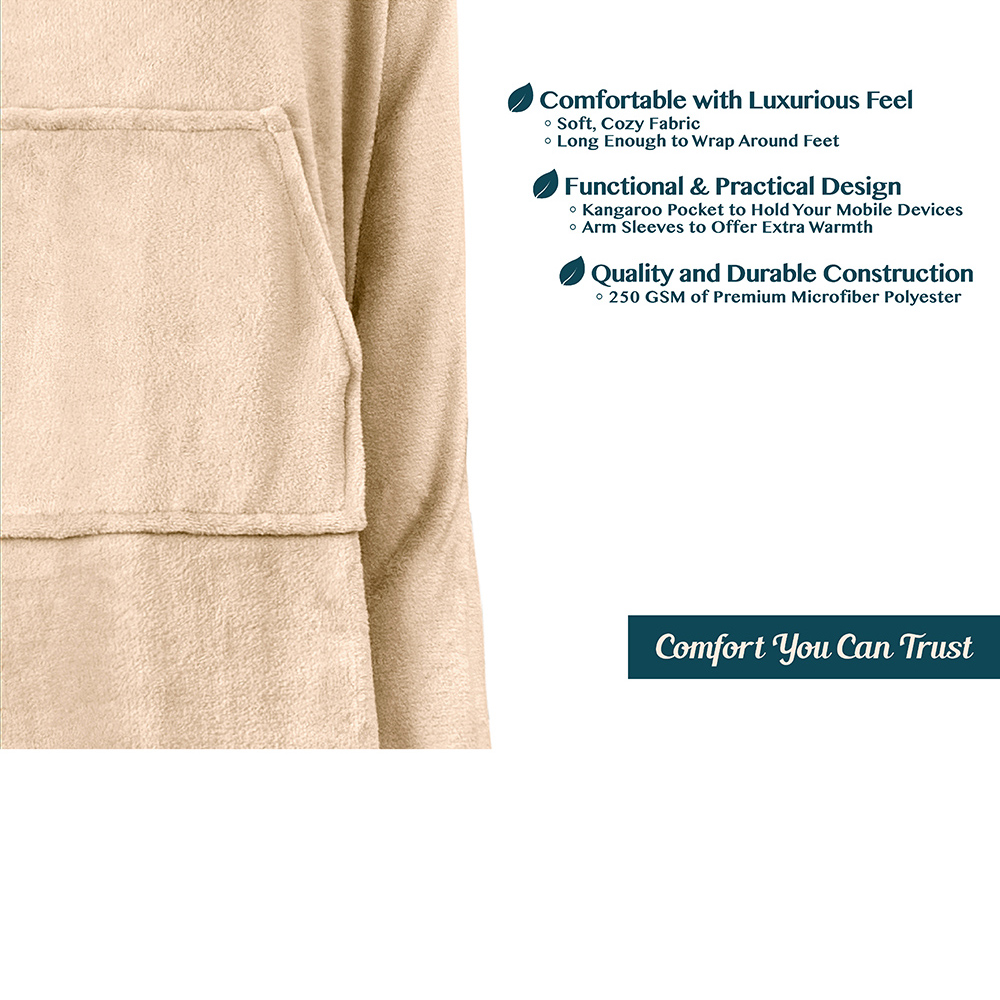 Fleece Wearable TV Blanket with Sleeves Front Pocket Robe Warn Soft Blanket Gift - Picture 39 of 168