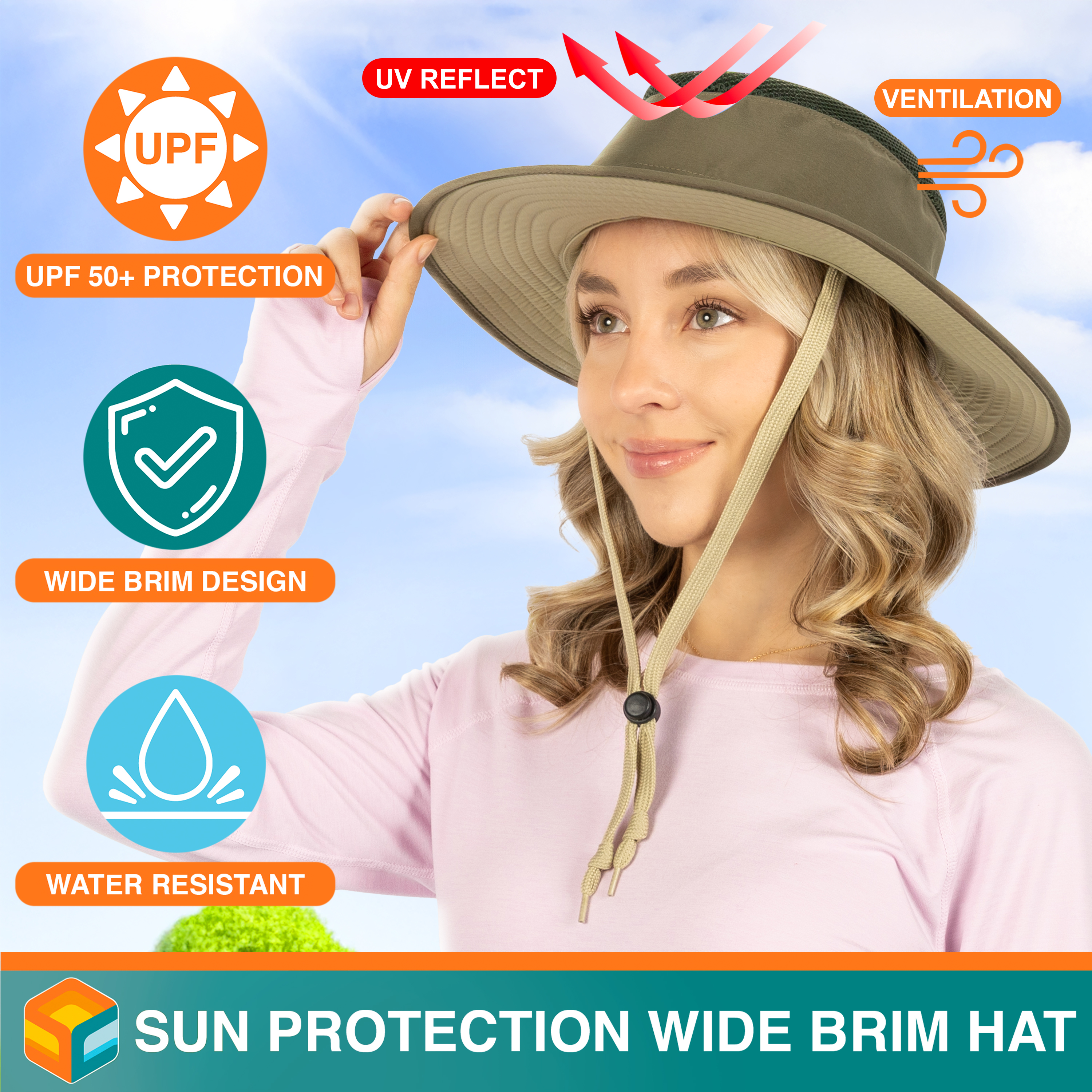 Wide Brim Sun Hat UV Protection Bucket Cap for Hiking Camping Fishing Safari Men - Picture 34 of 47