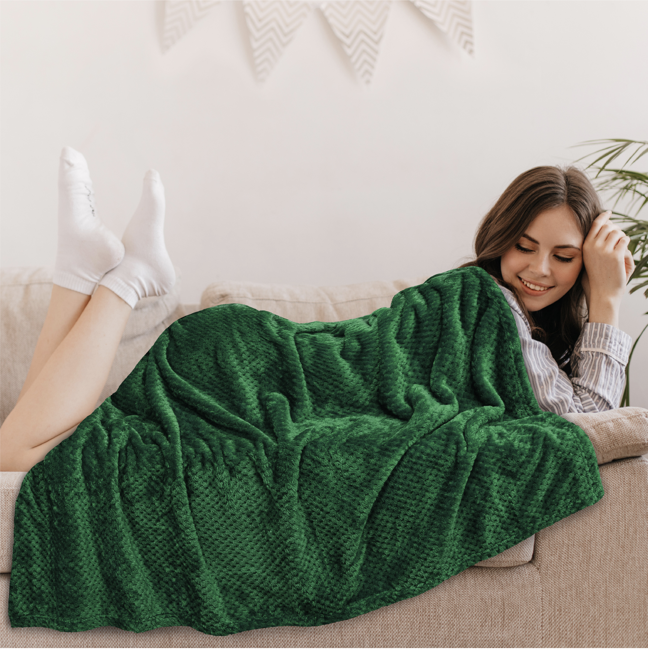 Throw Blanket for Sofa Couch Bed Lightweight Microfiber Polyester Waffle Pattern - Picture 37 of 190