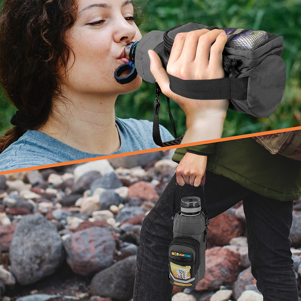 Outdoor Hiking Water Bottle Carrier Bag Camping Insulated Bottle Portable Travel