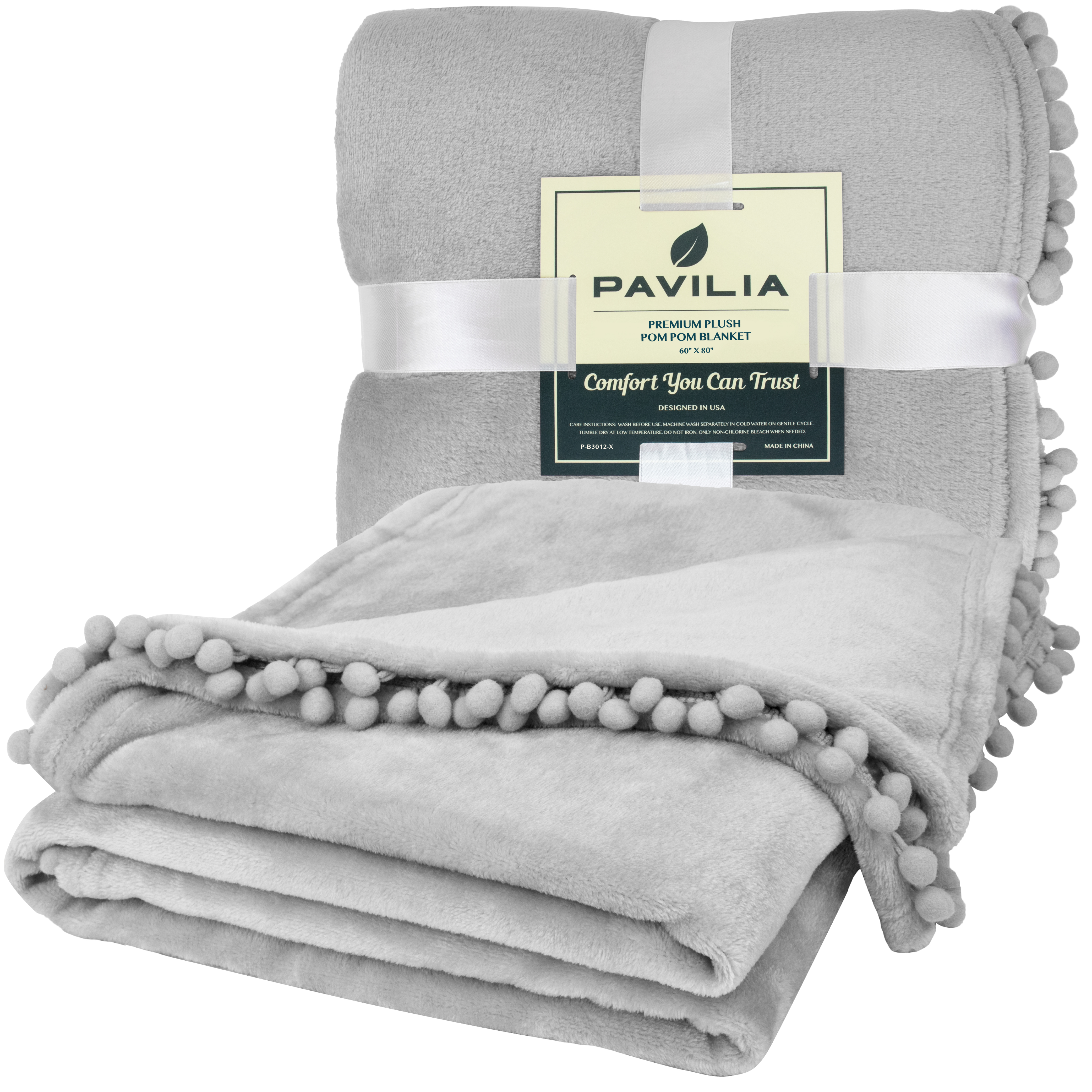 thumbnail 69 - Fleece Throw Blanket with Pom Pom Fringe Super Soft Lightweight Bed Couch Home