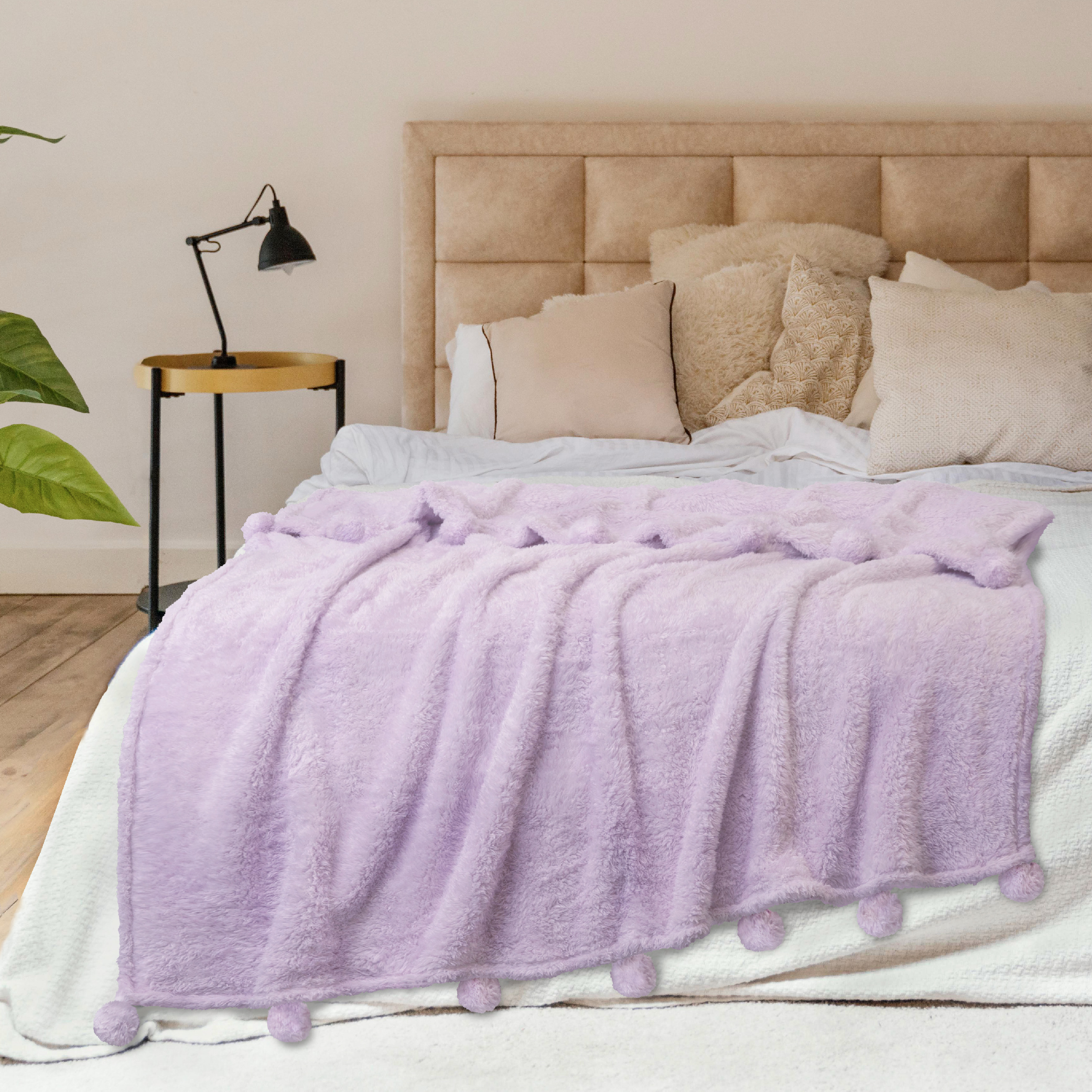 Fluffy Throw Blanket Pom Pom Tassel Soft Blanket Sofa Couch Bed Warm Cute Fuzzy - Picture 42 of 68