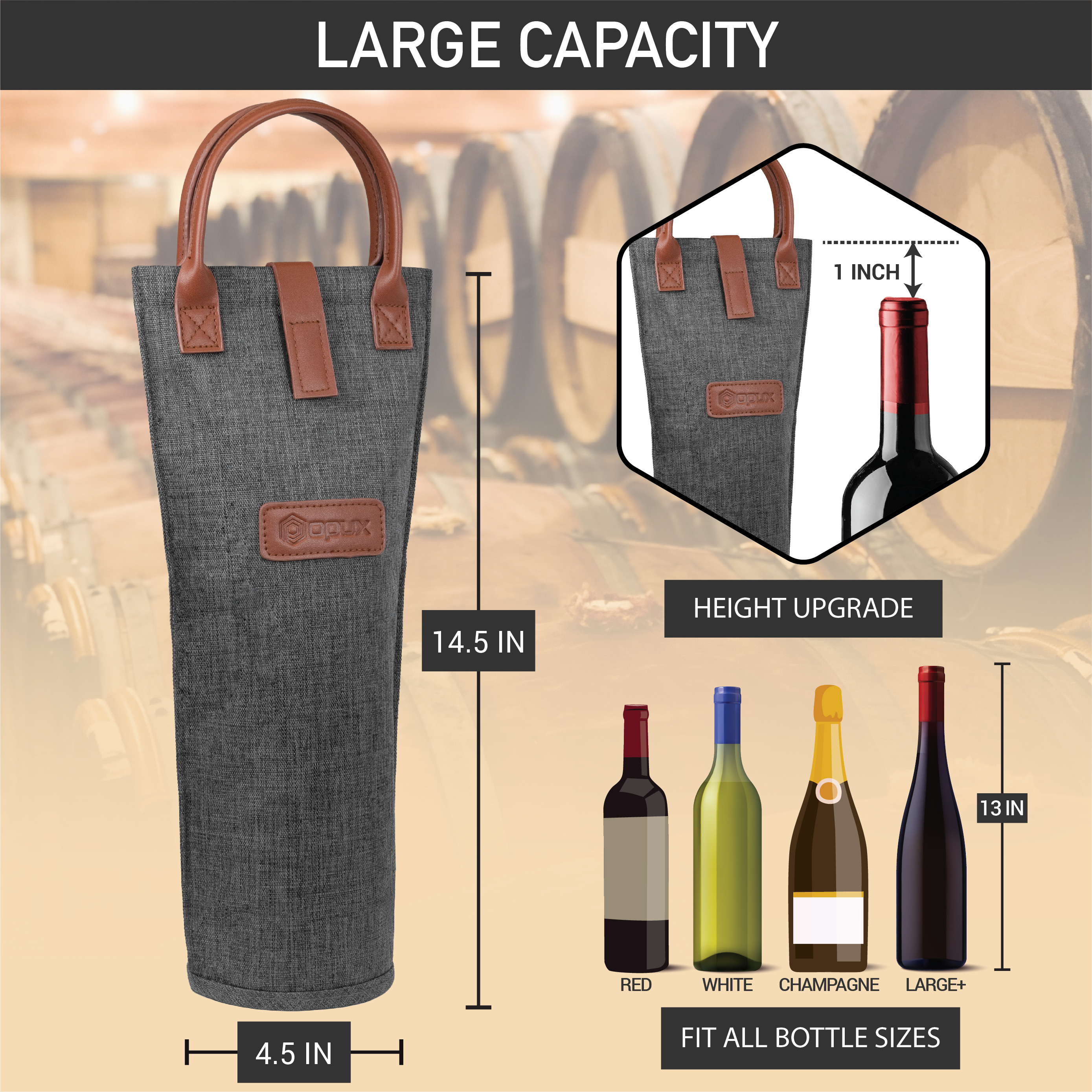 Wine Carrier Bag Insulated Single Bottle Cooler Protection Carrying Tote Travel