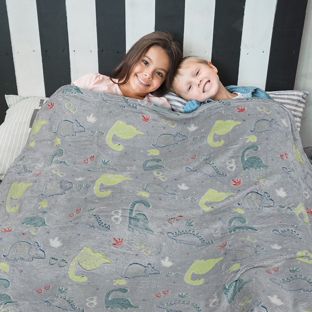 Glow in The Dark Throw Blanket for Kids Boys Girls Unicorn Dinosaur Space Stars - Picture 30 of 57