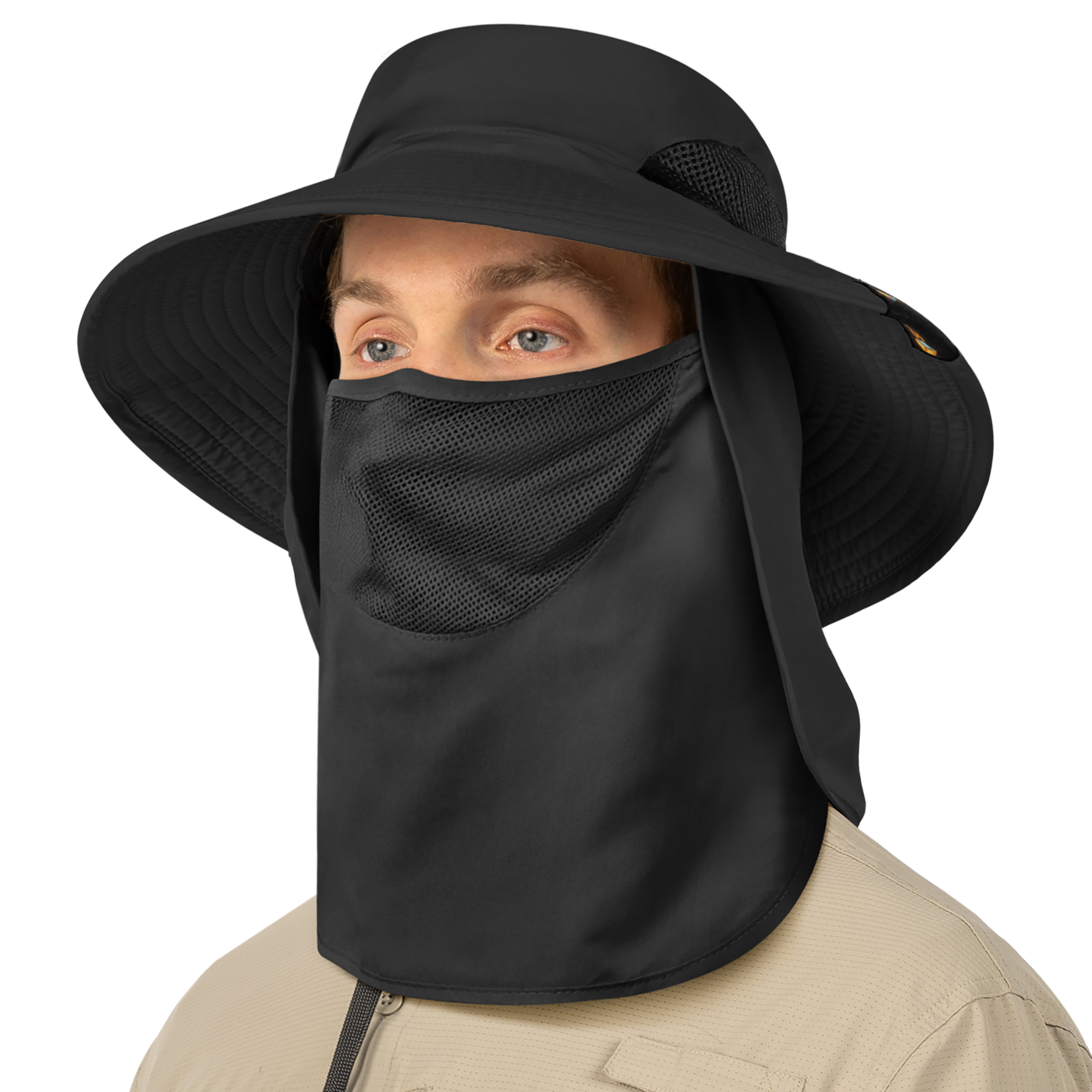 Men Women UV Protection Sun Hats Neck Face Flap Cap Wide Brim Fishing Bucket Hat - Picture 8 of 48