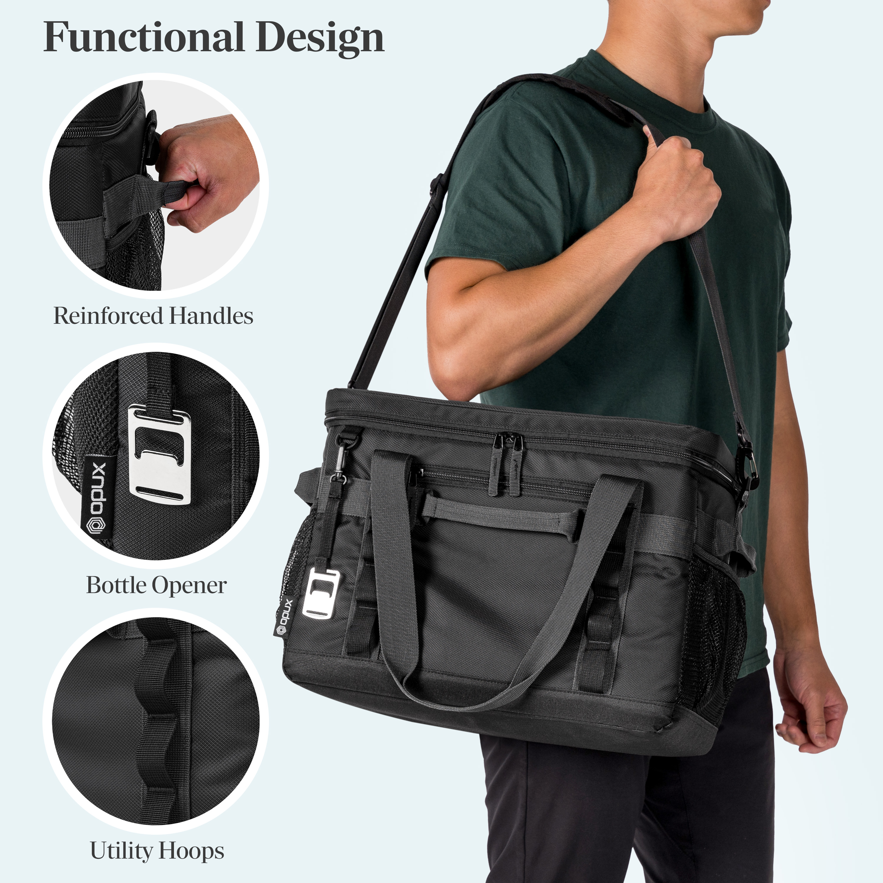 OPUX Insulated Soft Cooler Bag – Collapsible Soft Sided Cooler Holds 48/60 Cans, Polyester, Portable For Beach Camping