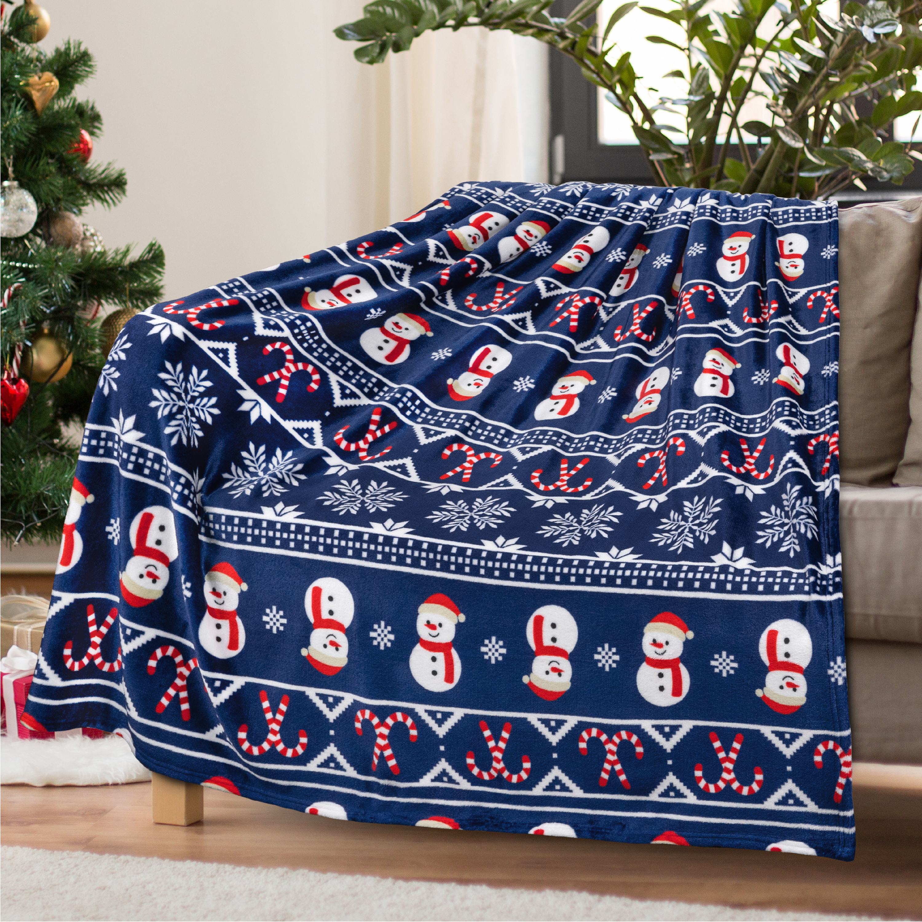 Merry Christmas Throw Blanket Holiday Pattern Decor Soft Fleece Sofa Couch Gift - Picture 2 of 110