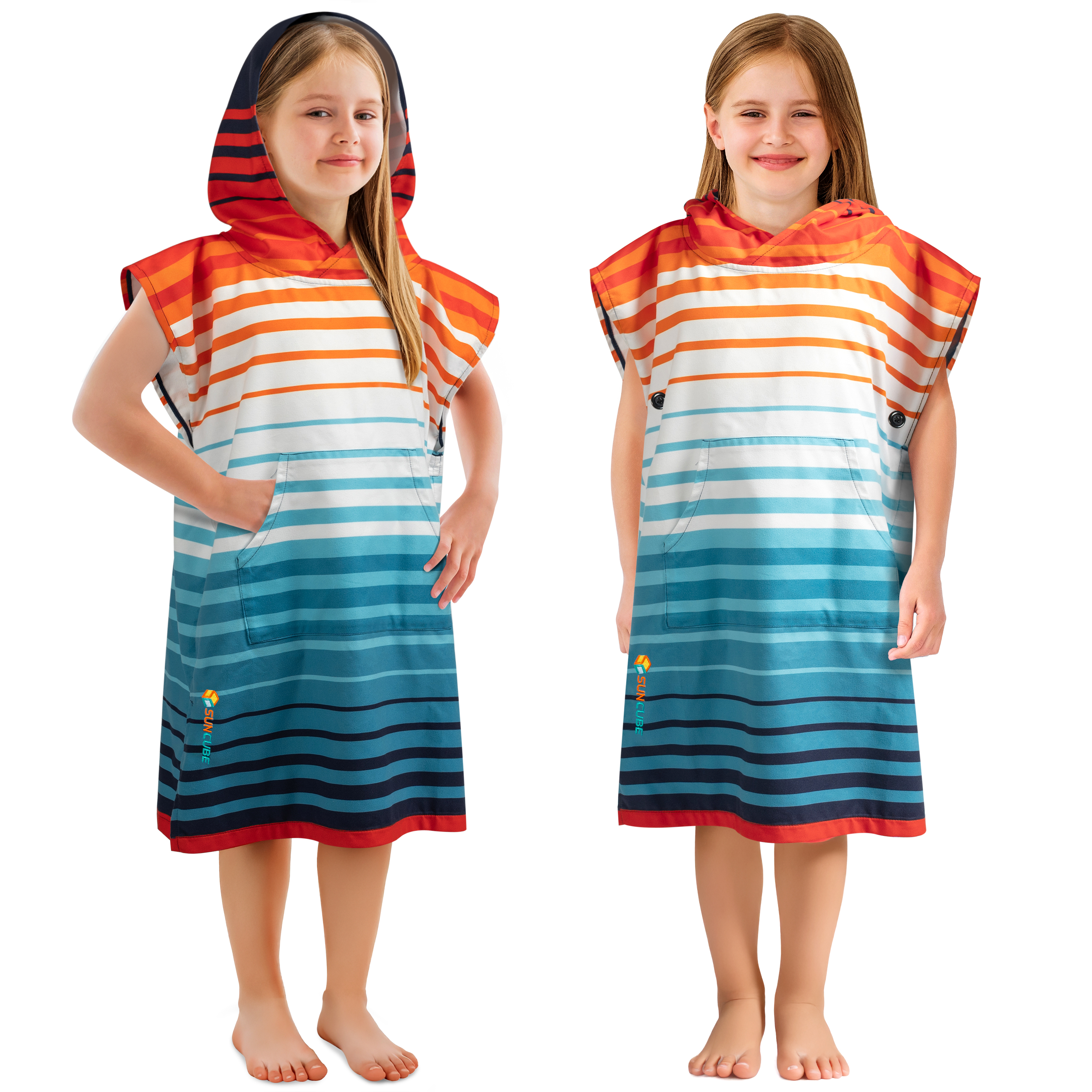 Kids Towel Changing Swim Robe Surf Poncho Quick Dry Microfiber Hooded 3-7 Years - Picture 2 of 43
