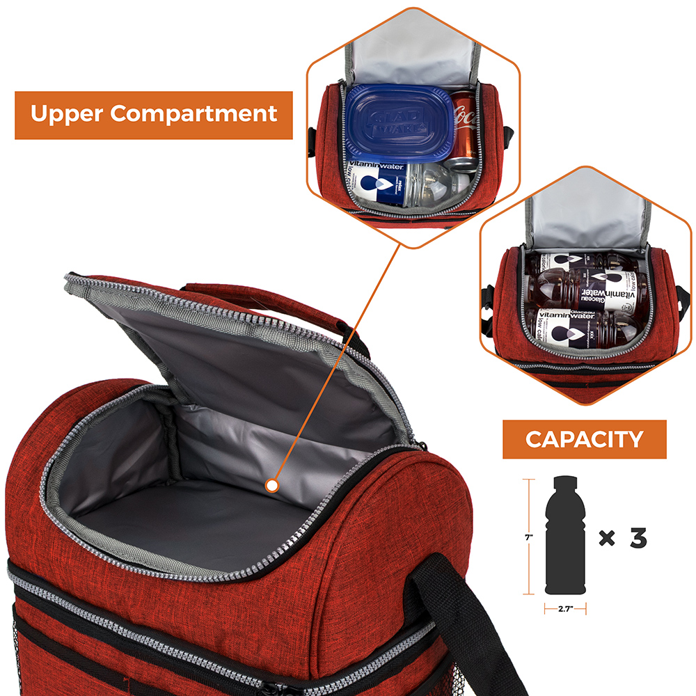 Insulated Lunch Bag Box for Women Men Kid Double Deck Cooler Hot Cold Adult Tote - Picture 73 of 81