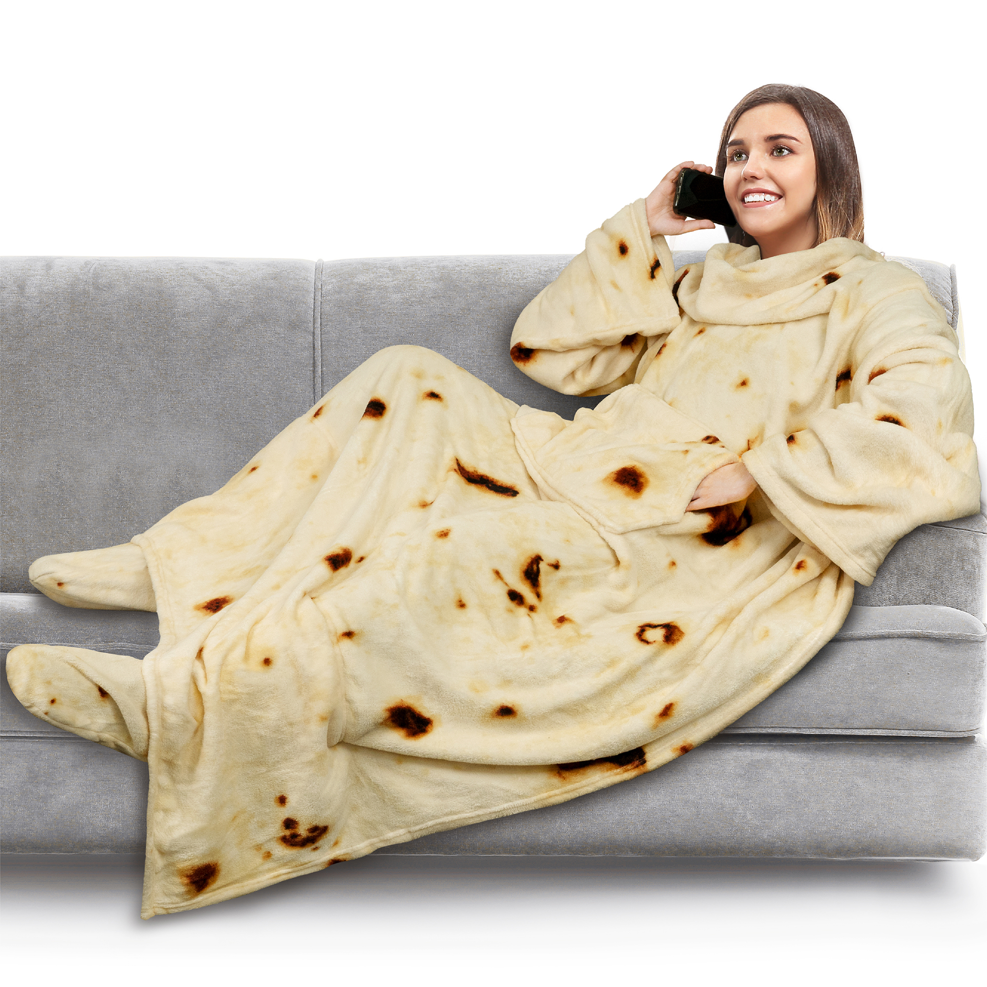 Tragbare Decke mit Fußtasche Ärmel Weich Fleece Wickel Sofa Couch TV Geschenke - Bild 19 von 192