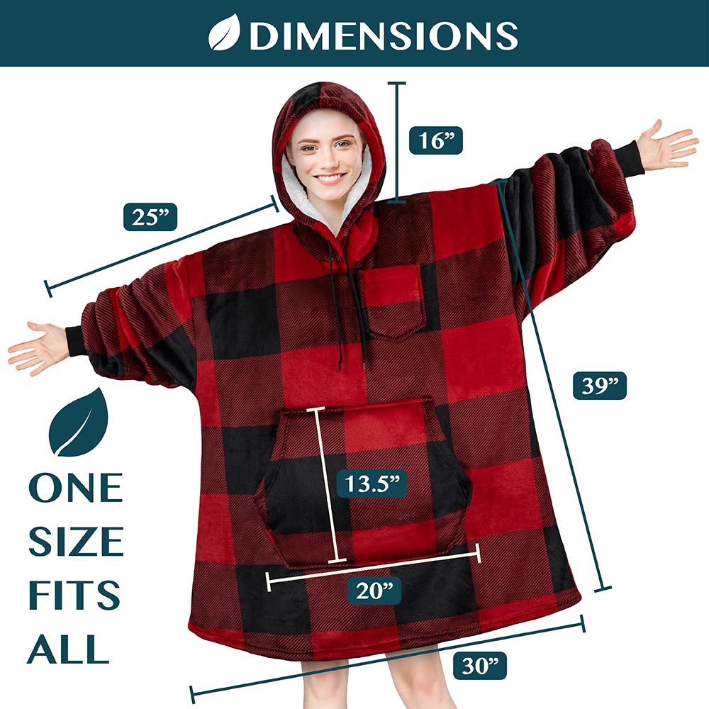Blanket Sweatshirt Sherpa Plush Soft Comfy Fleece Oversized Hoodie Pocket Gift - Picture 79 of 117