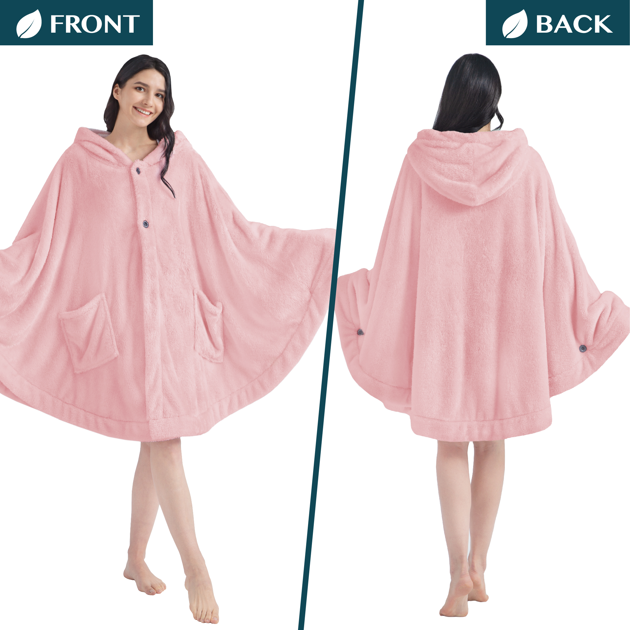 Poncho Manta con Capucha Usable Mantón Envoltura Capucha Bolsillos Suave Esponjoso Regalo - Imagen 59 de 81