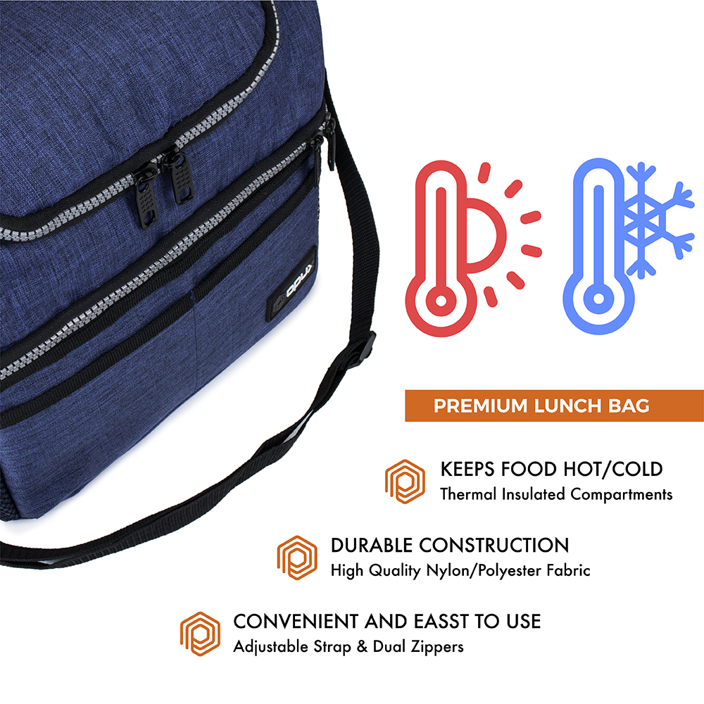 Insulated Lunch Bag For Men Double Deck Soft Cooler Tote Leakproof Lunch Box - Picture 31 of 64
