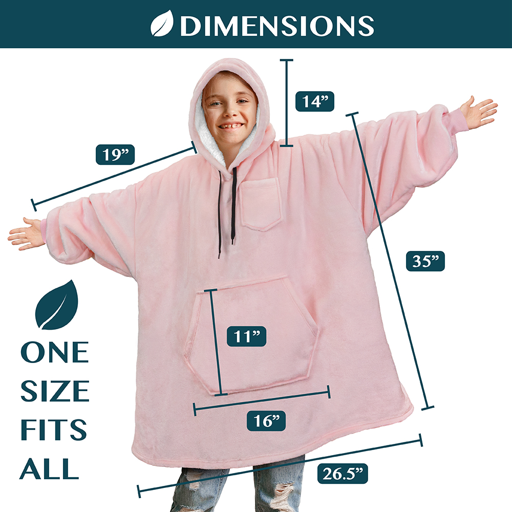 Blanket Sweatshirt Sherpa Lining Comfy Fleece Oversized Hoodie for Kids Teens JR - Picture 40 of 71
