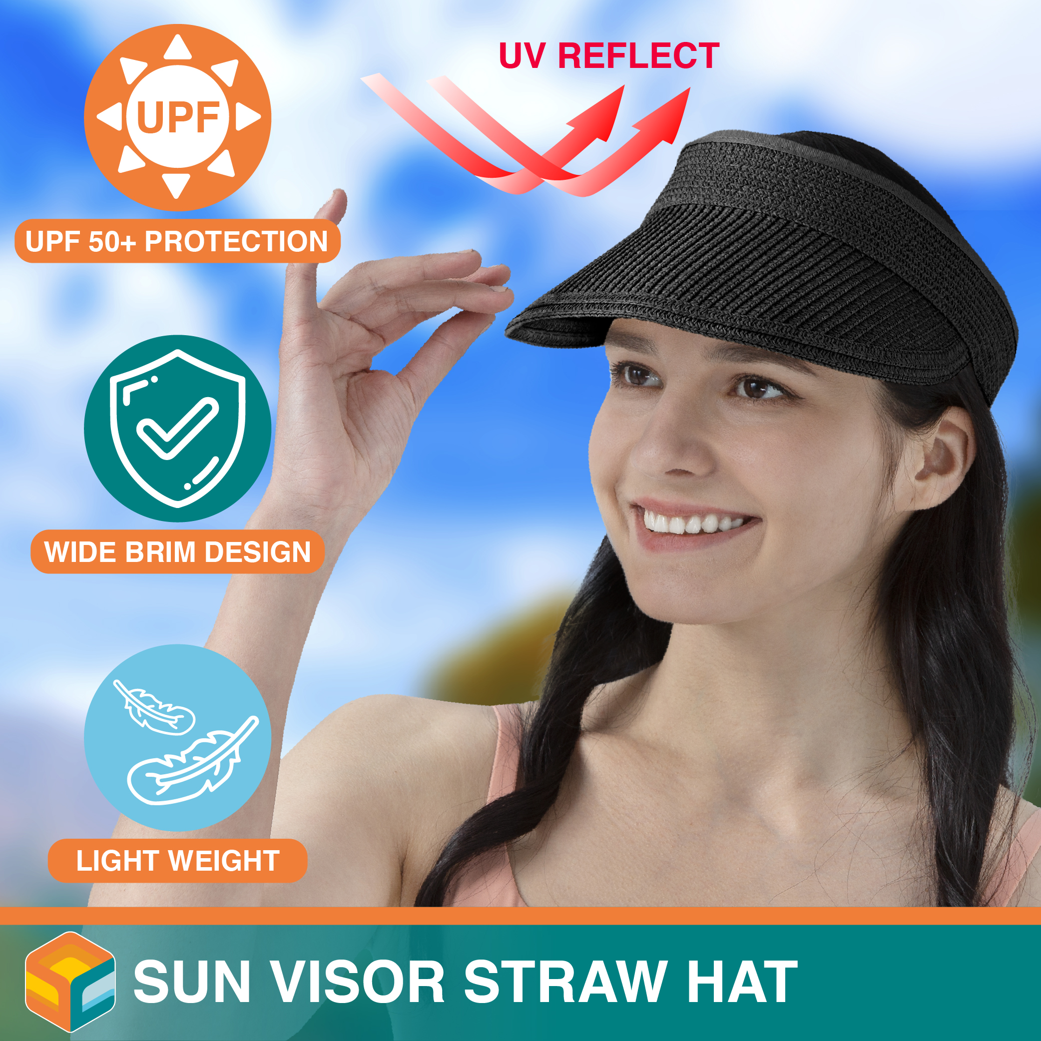 Sun Visor Hats for Women Wide Brim Outdoor Summer Ponytail 