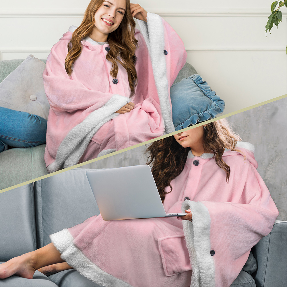 Manta portátil con capucha Angel Wrap para mujer acogedora poncho envolvente capucha tiro para adulto - Imagen 126 de 184