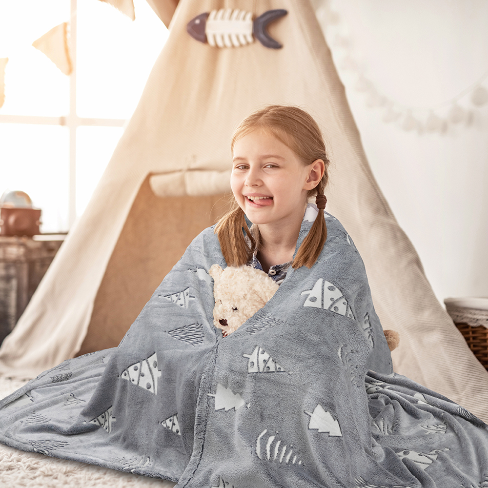 Glow in The Dark Throw Blanket for Kids Boys Girls Unicorn Dinosaur Space Stars - Picture 23 of 57