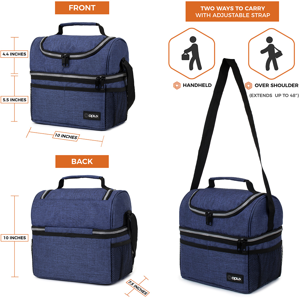 Insulated Lunch Bag Box for Women Men Kid Double Deck Cooler Hot Cold Adult Tote - Picture 50 of 81