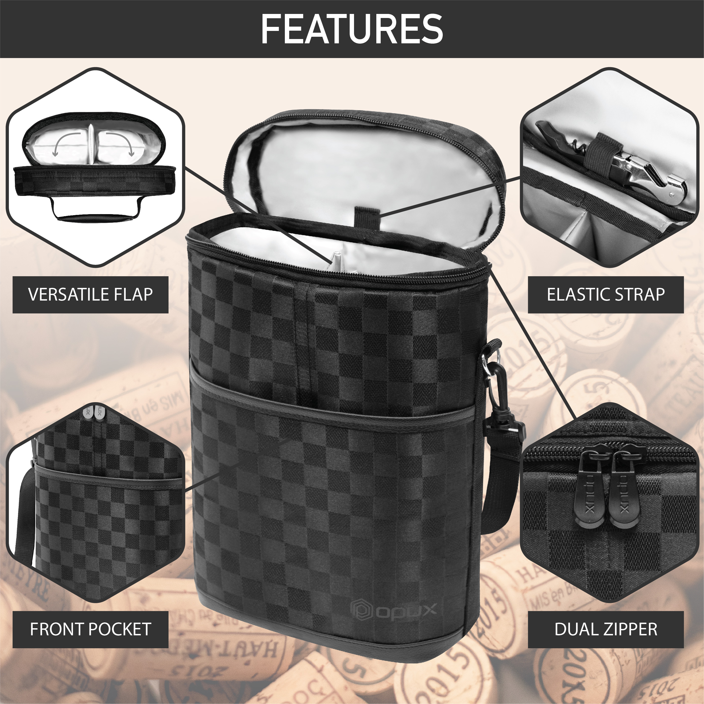 Insulated Wine Carrier Tote Bag Two 2 Bottle Padded Cooler Bag Travel Protection - Picture 30 of 85