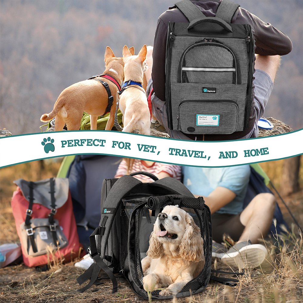 Haustierrucksack erweiterbar Katzentragerucksack Hunderucksack Träger für kleine Hunde - Bild 8 von 29