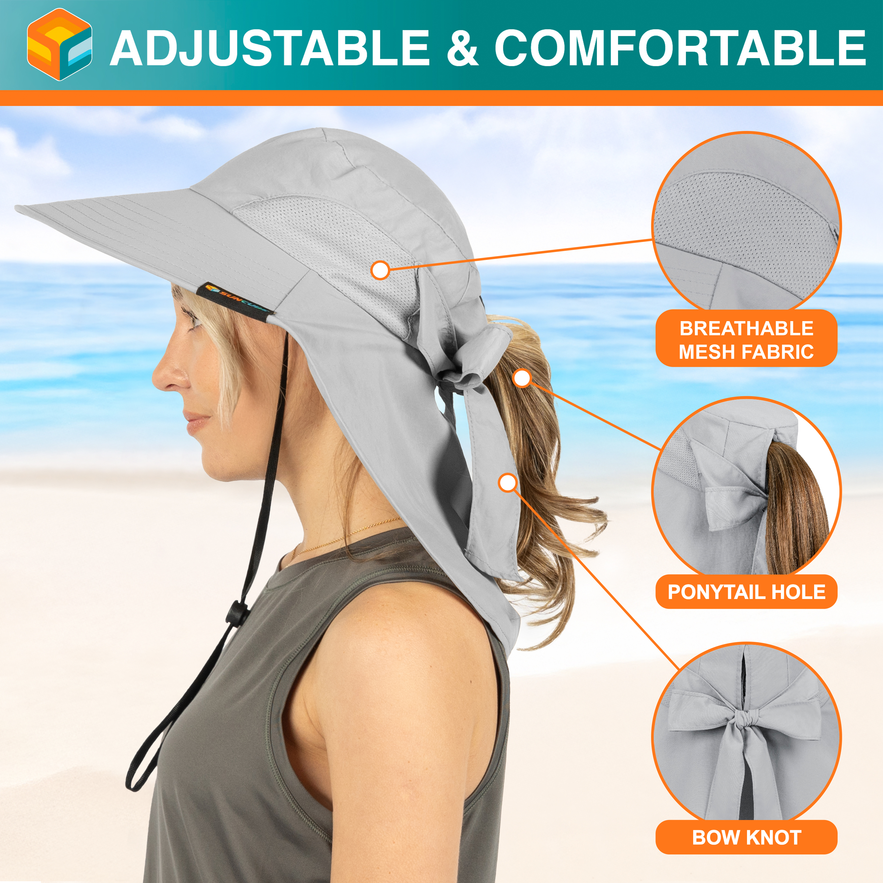 Sombrero para el Sol con Solapa para el Cuello Ala Ancha Sombrero para Senderismo 50+UPF Hombres Mujeres Pesca Safari FPS - Imagen 82 de 128
