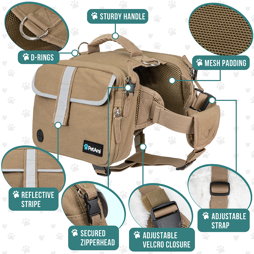 Dog Backpack Harness For Hiking Traveling Camping Training Bag Vest Saddle Bag - Picture 38 of 43