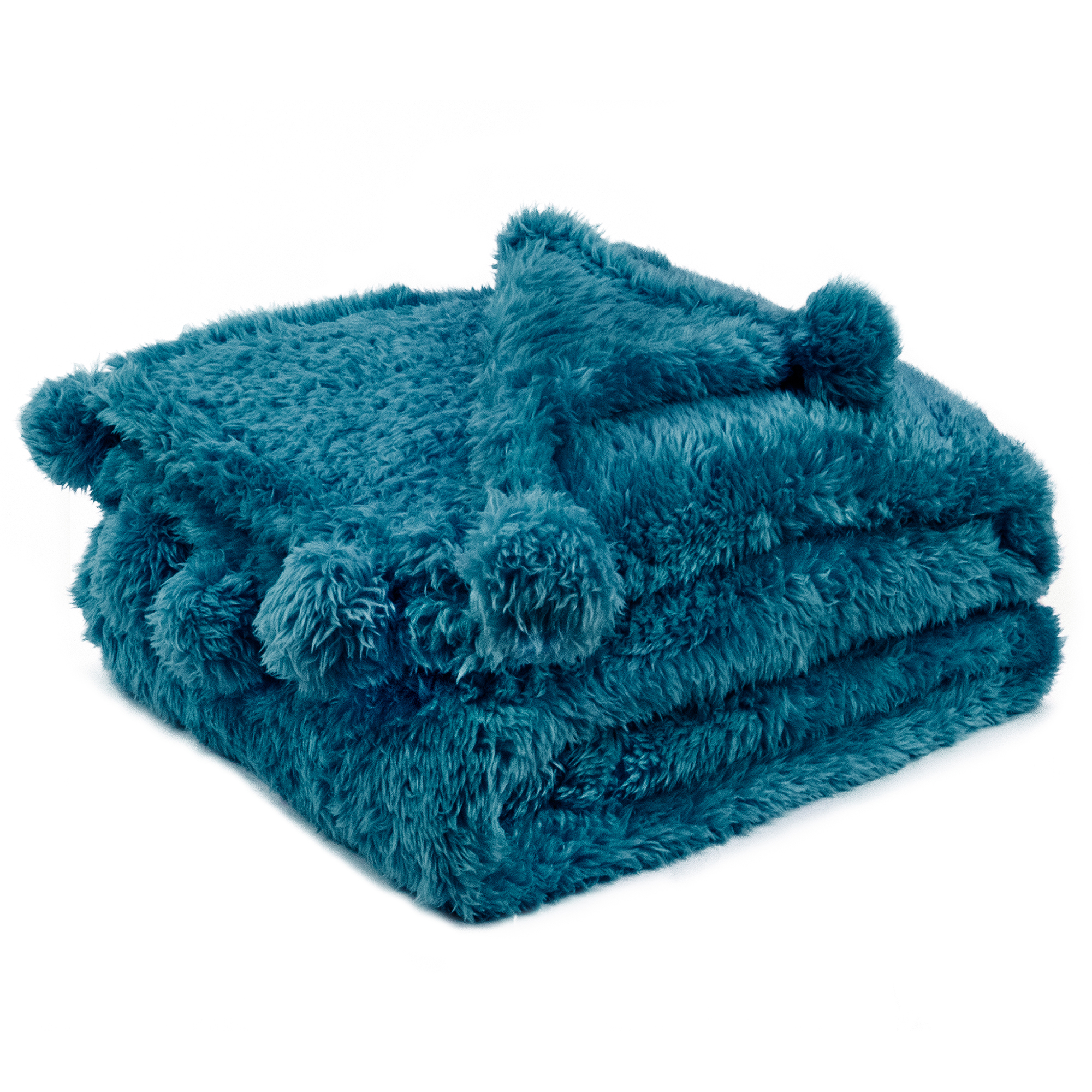 Soft Fuzzy Cozy Pom Pom Throw Blanket with Fluffy Sherpa Fleece for Sofa Couch - Picture 81 of 100