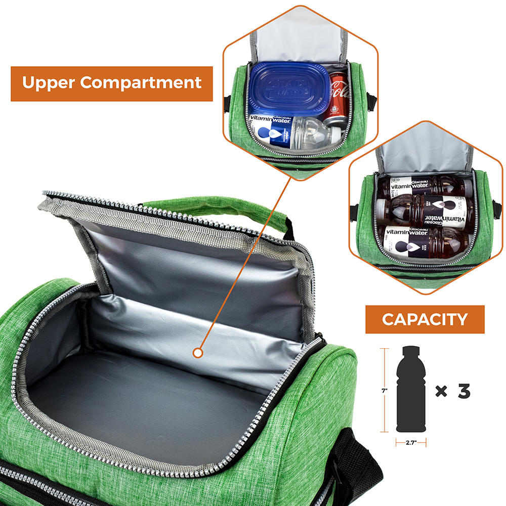 Insulated Lunch Bag Box for Women Men Kid Double Deck Cooler Hot Cold Adult Tote - Picture 46 of 81